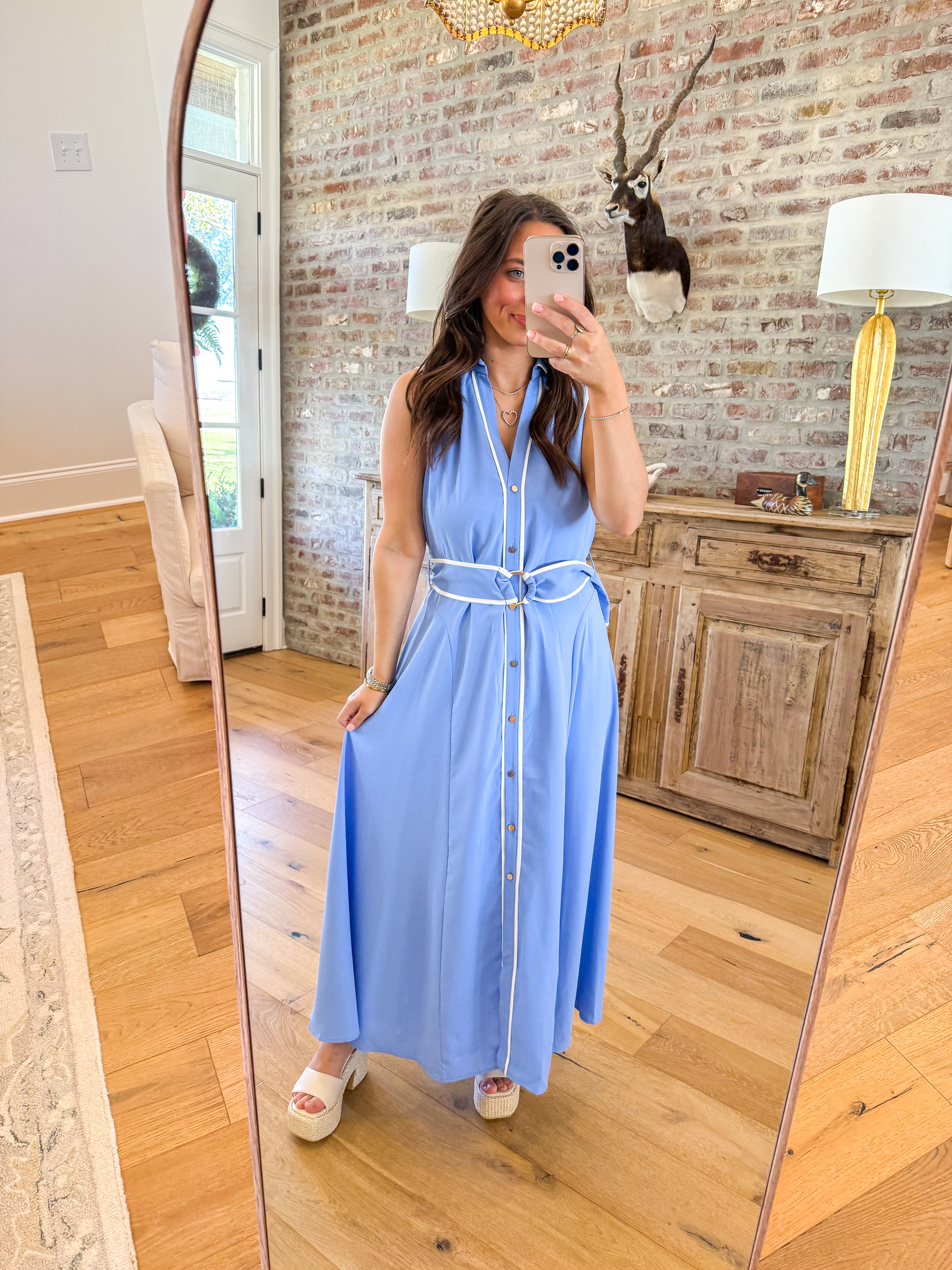 Darling Moment Chambray Belted Maxi