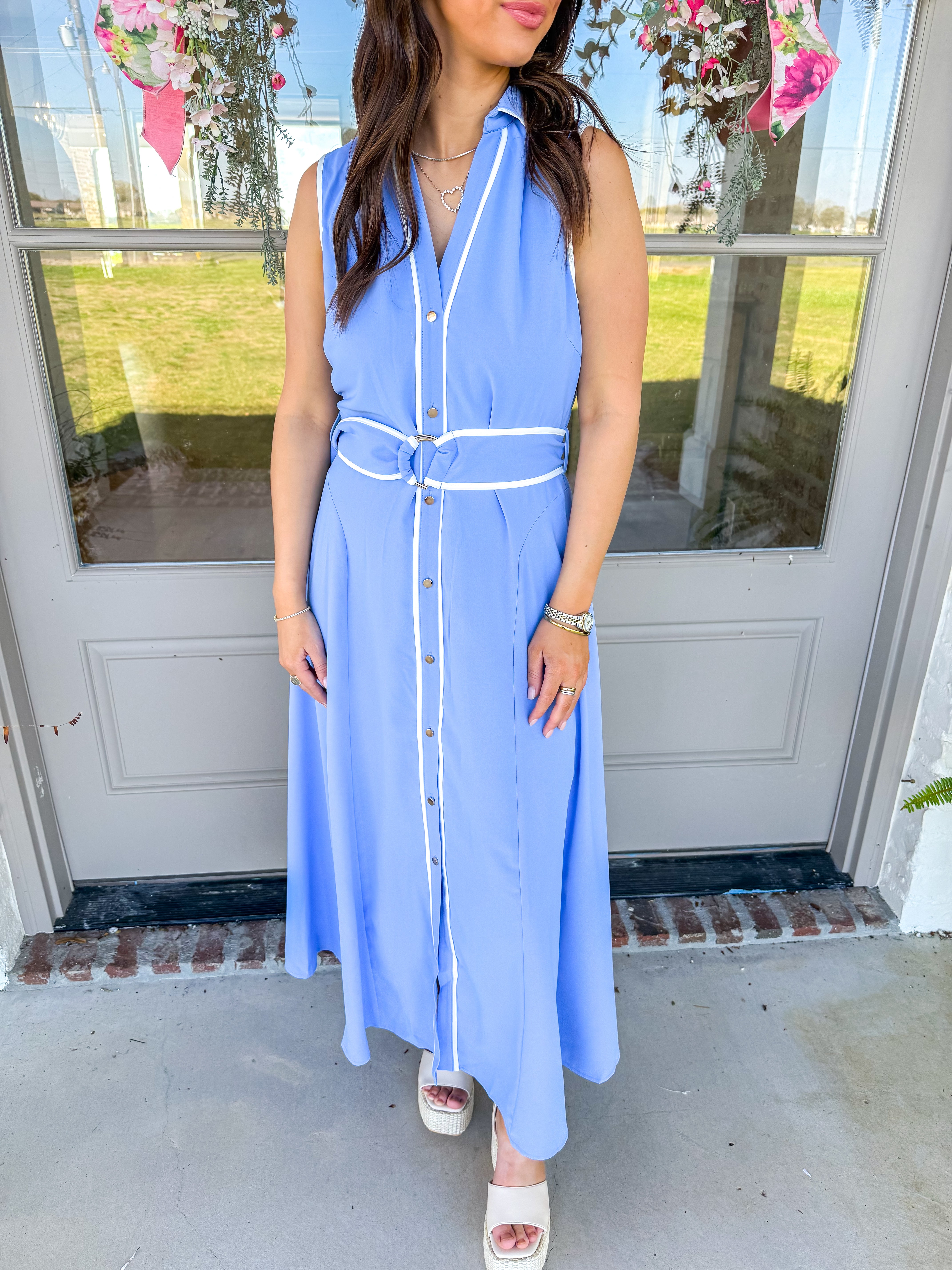 Darling Moment Chambray Belted Maxi