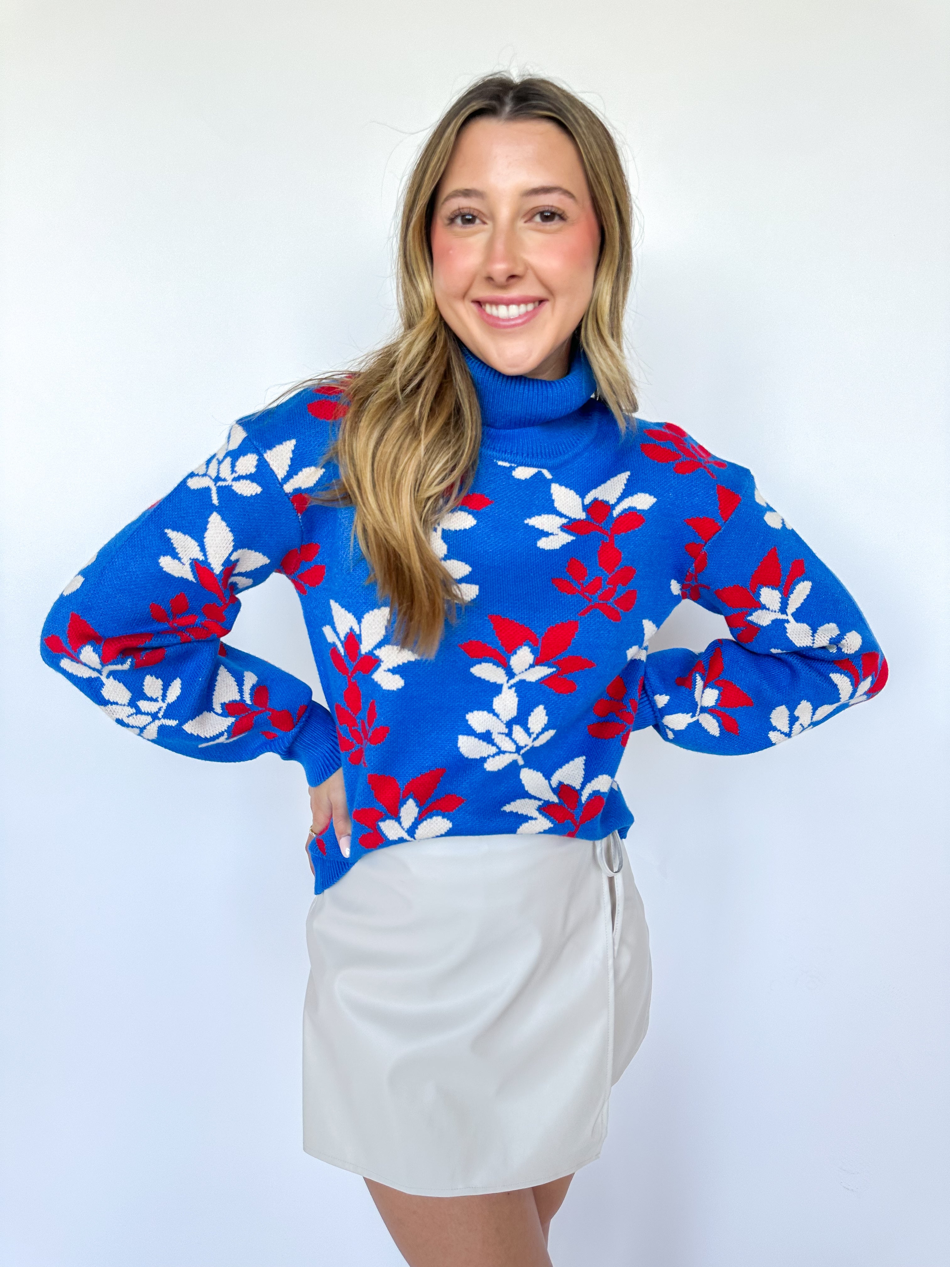 Amanda Floral Blue Sweater