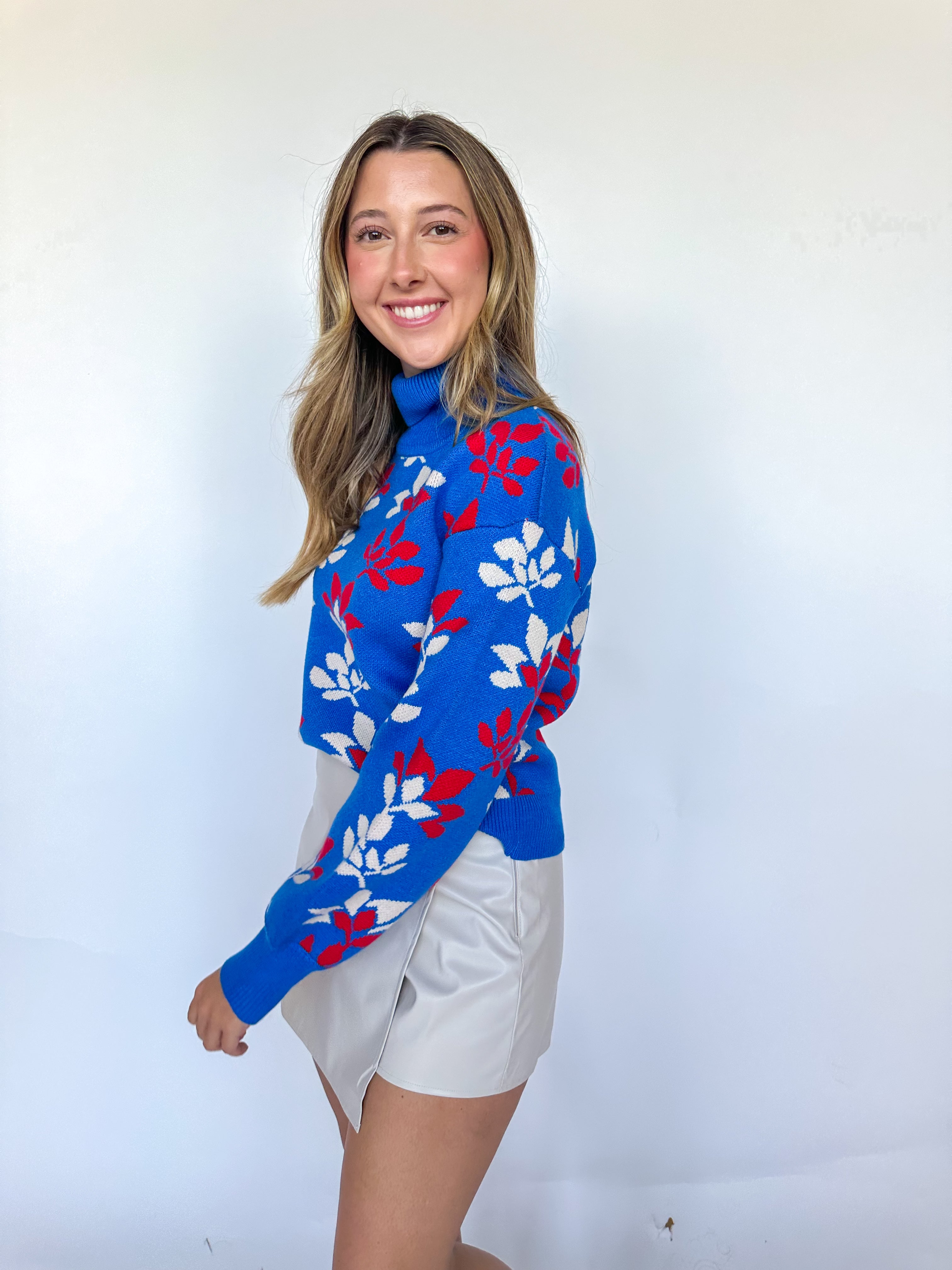 Amanda Floral Blue Sweater