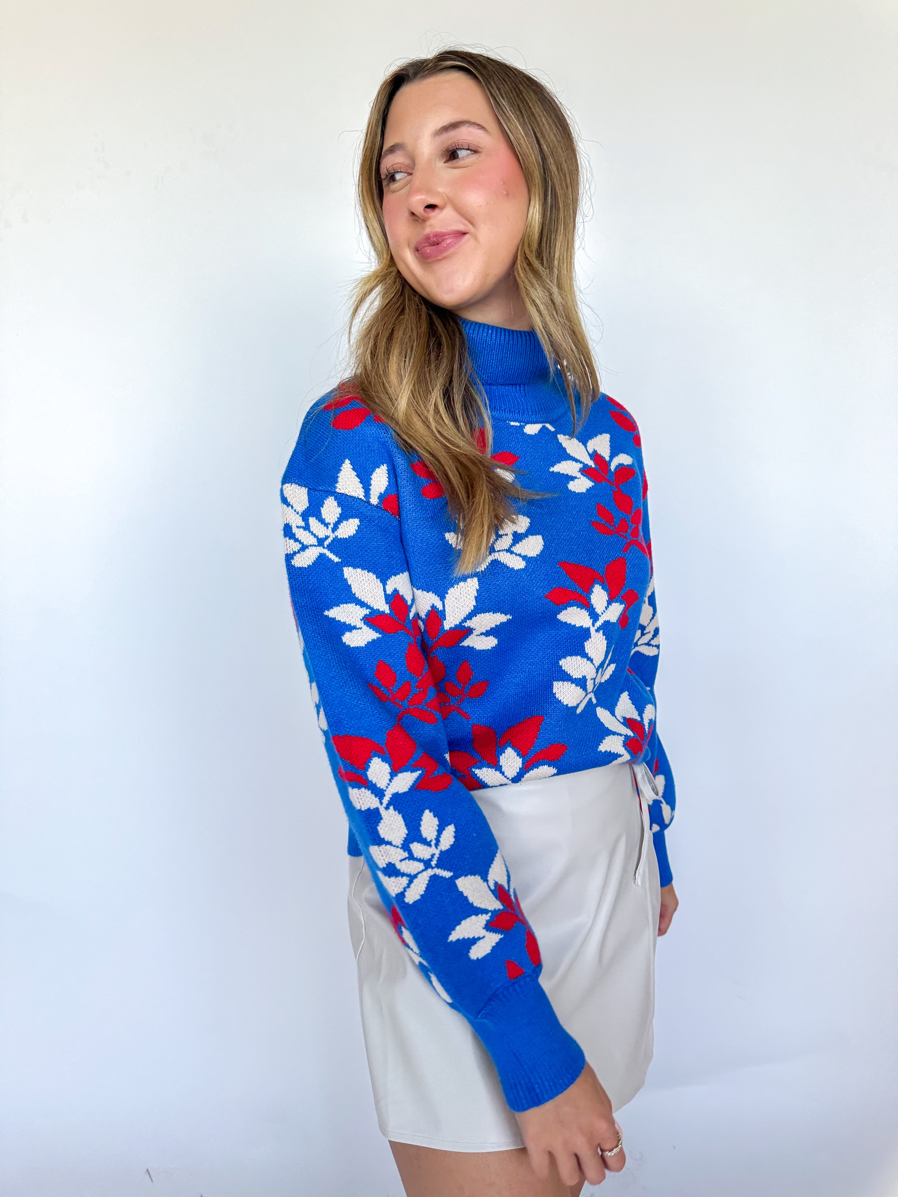 Amanda Floral Blue Sweater