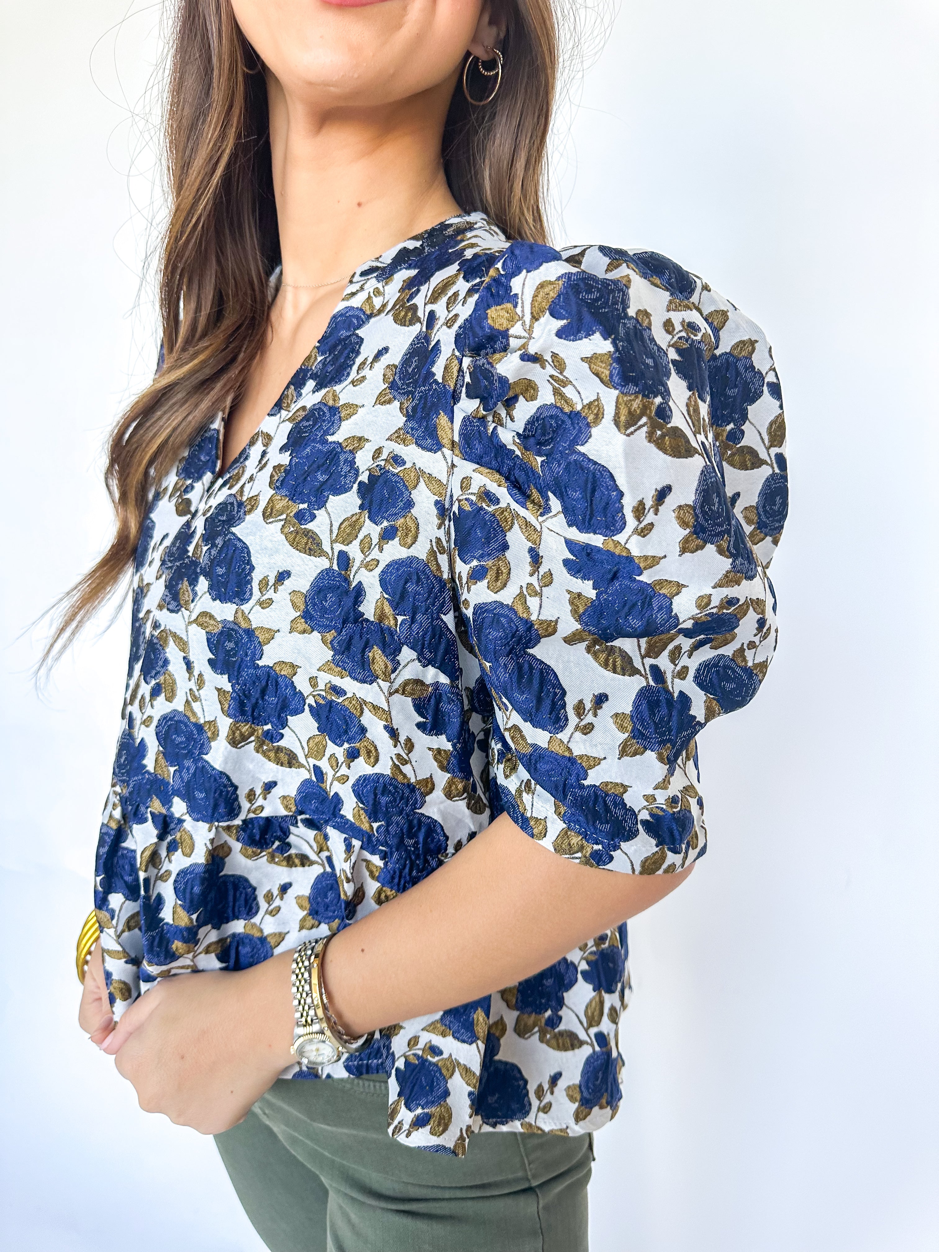 Clara Navy Floral Blouse