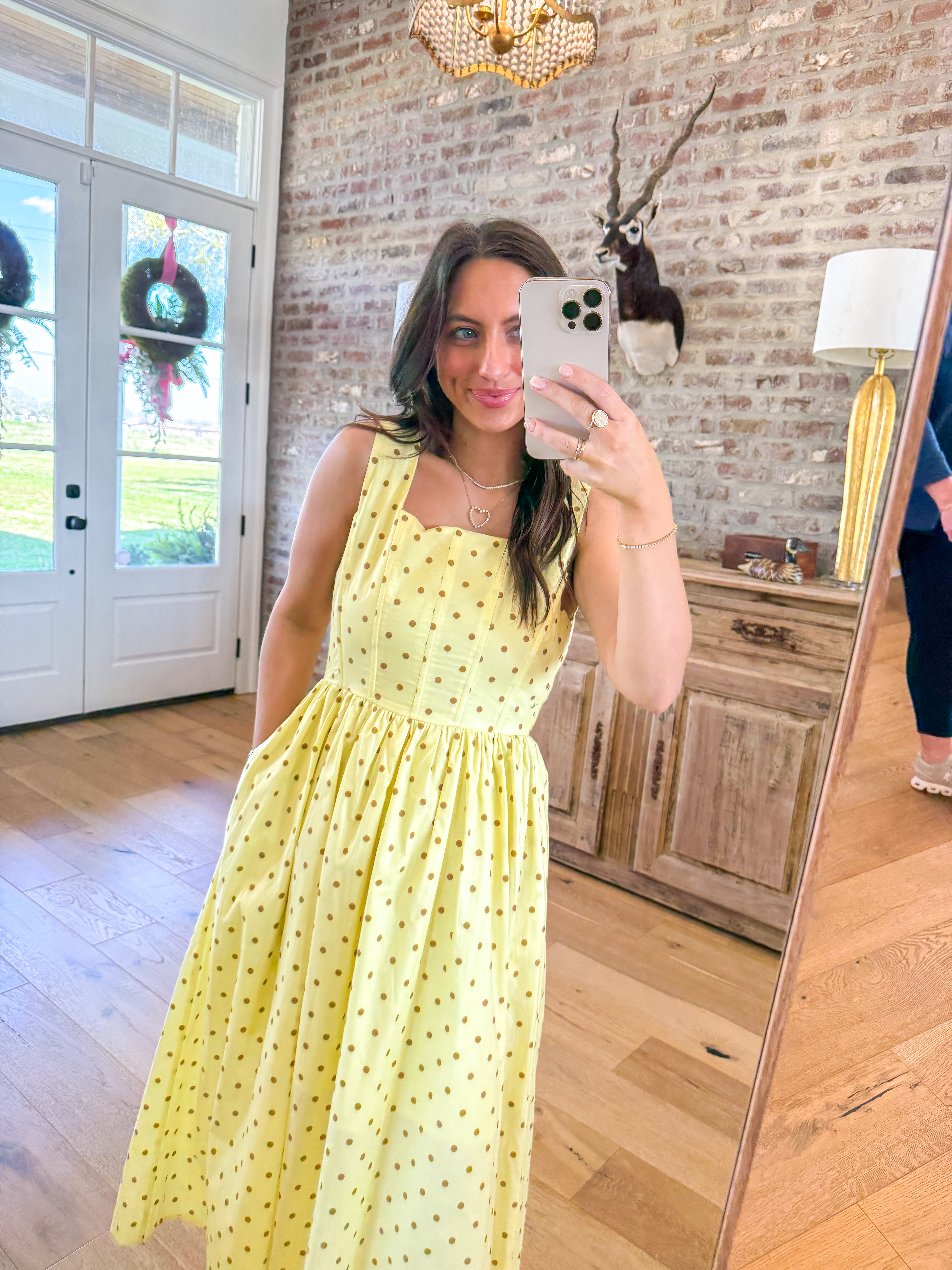 Butter Yellow Polka Dot Corset Maxi