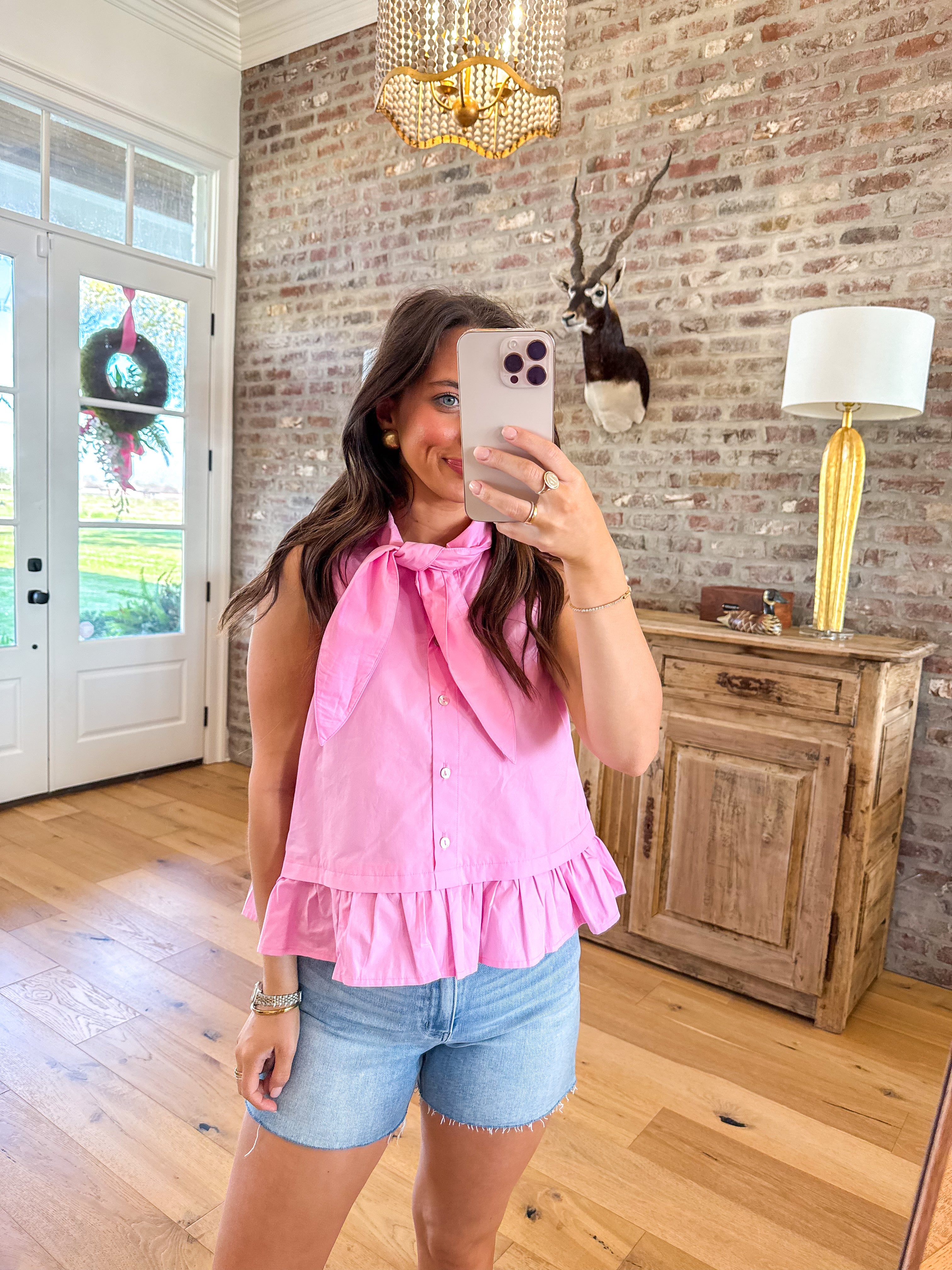 Sunburst Chic Pink Ruffle Tank