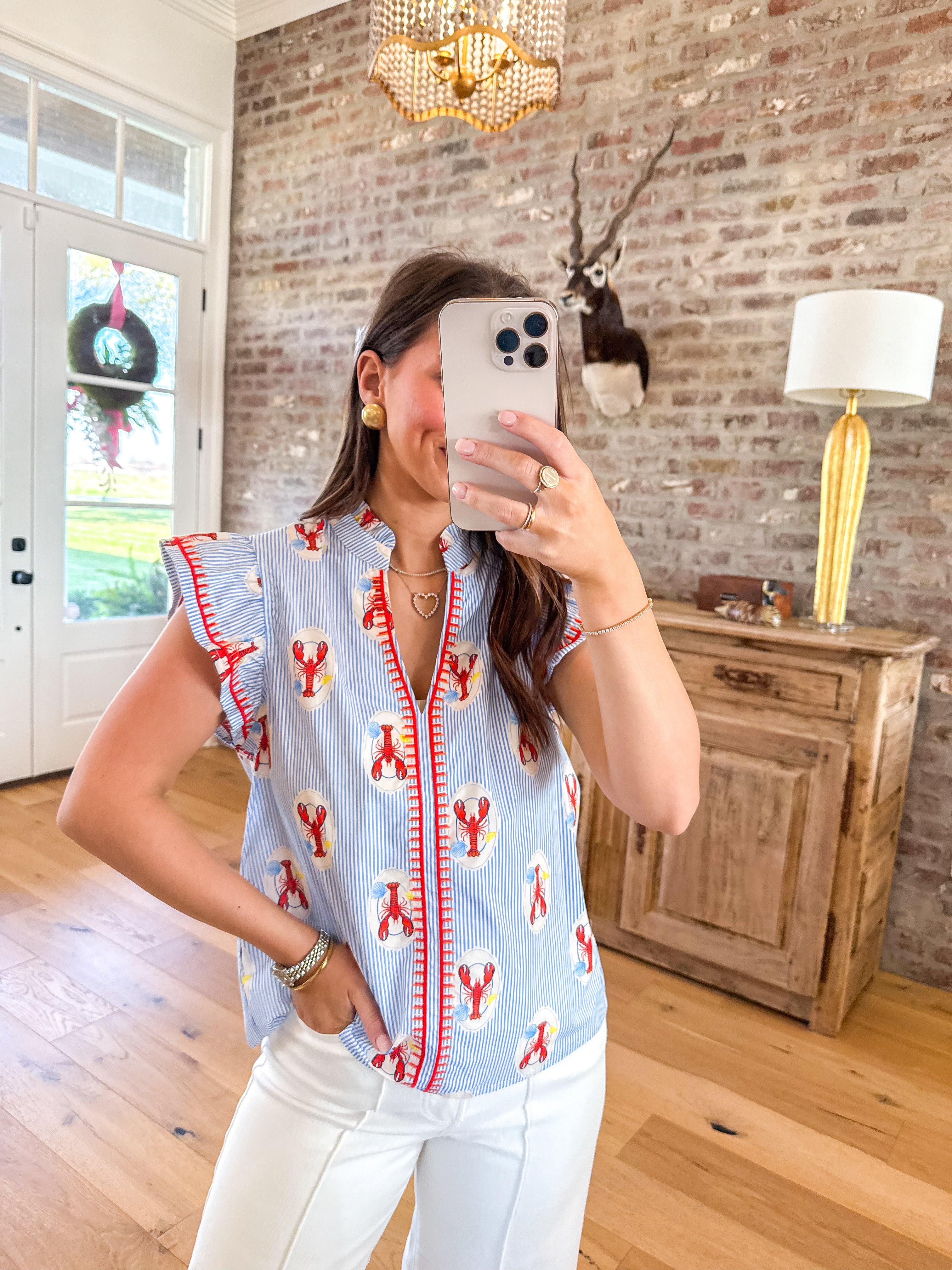 Crawfish Coastal Striped Blouse