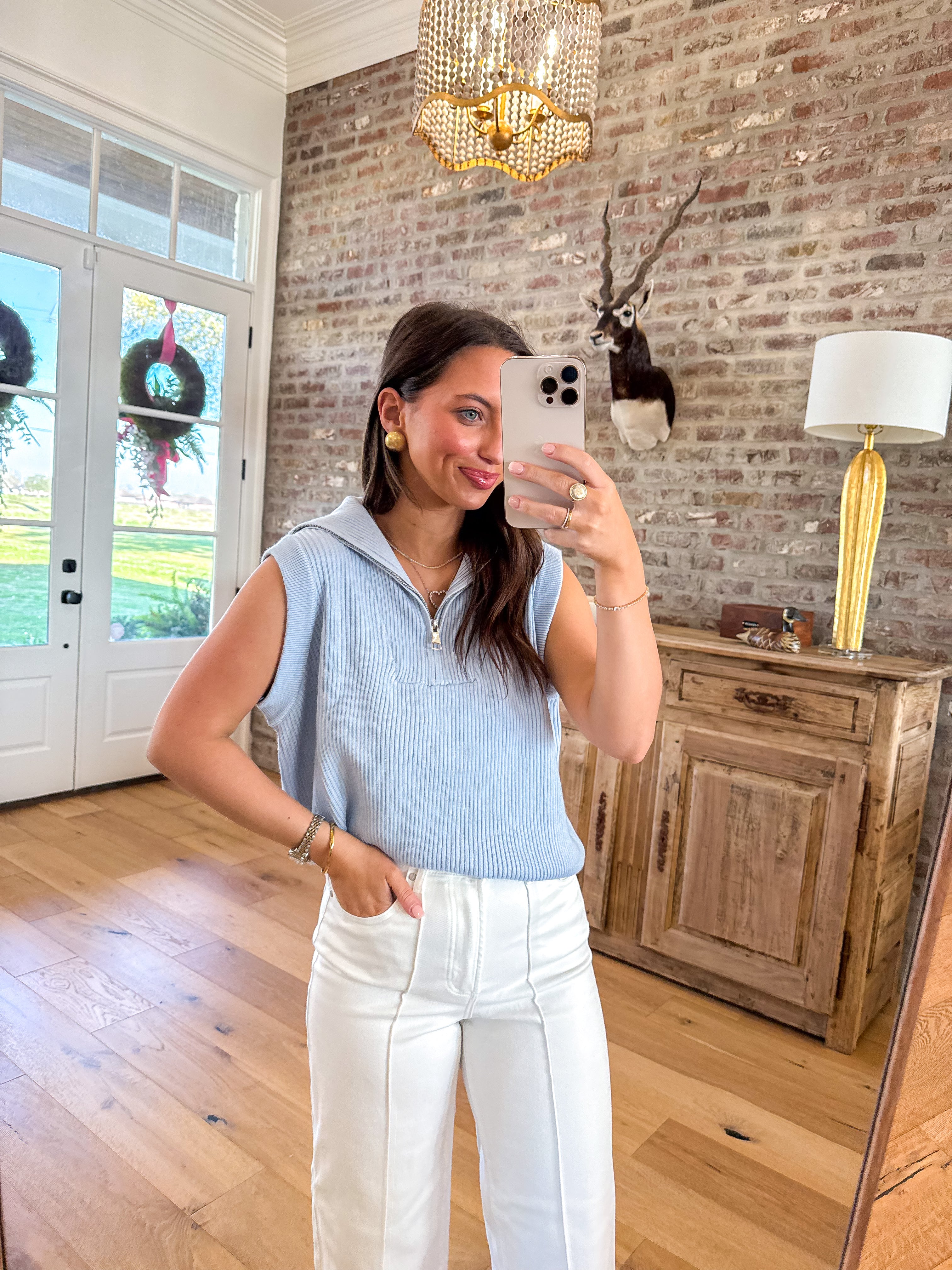 Sky Blue Dreams Quarter-Zip Vest