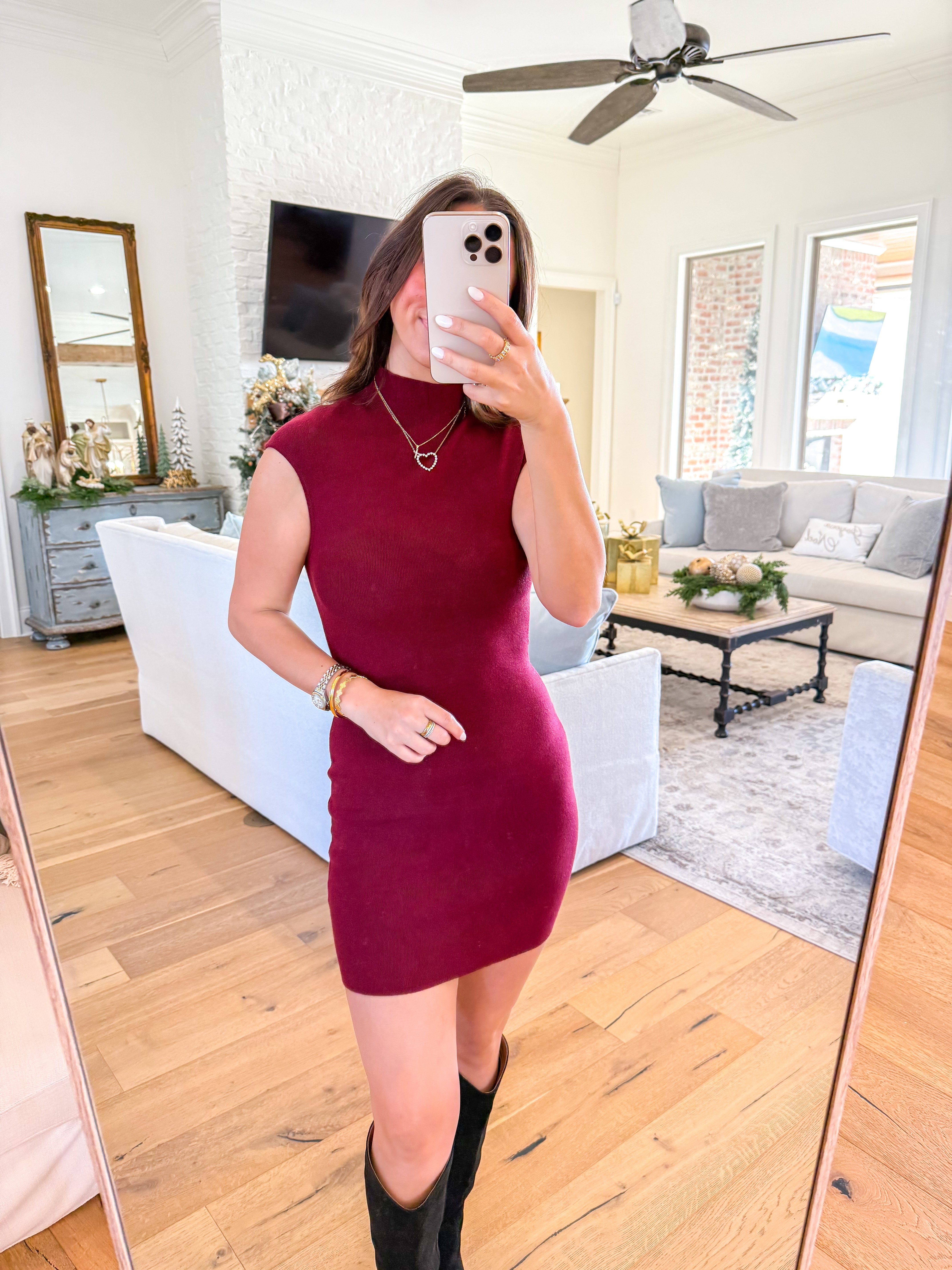 Madison Burgundy Sweater Mini Dress