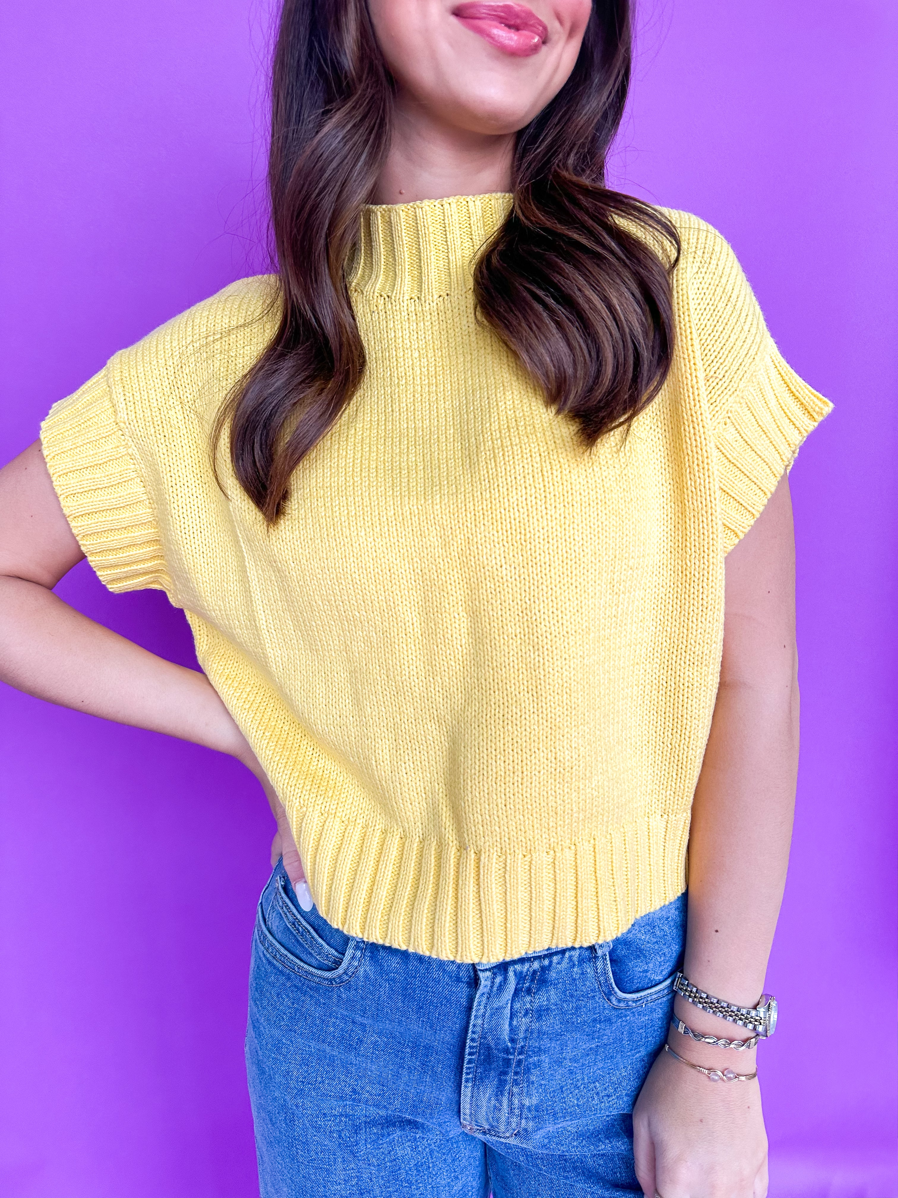 Drifting Currents Sweater Top Yellow