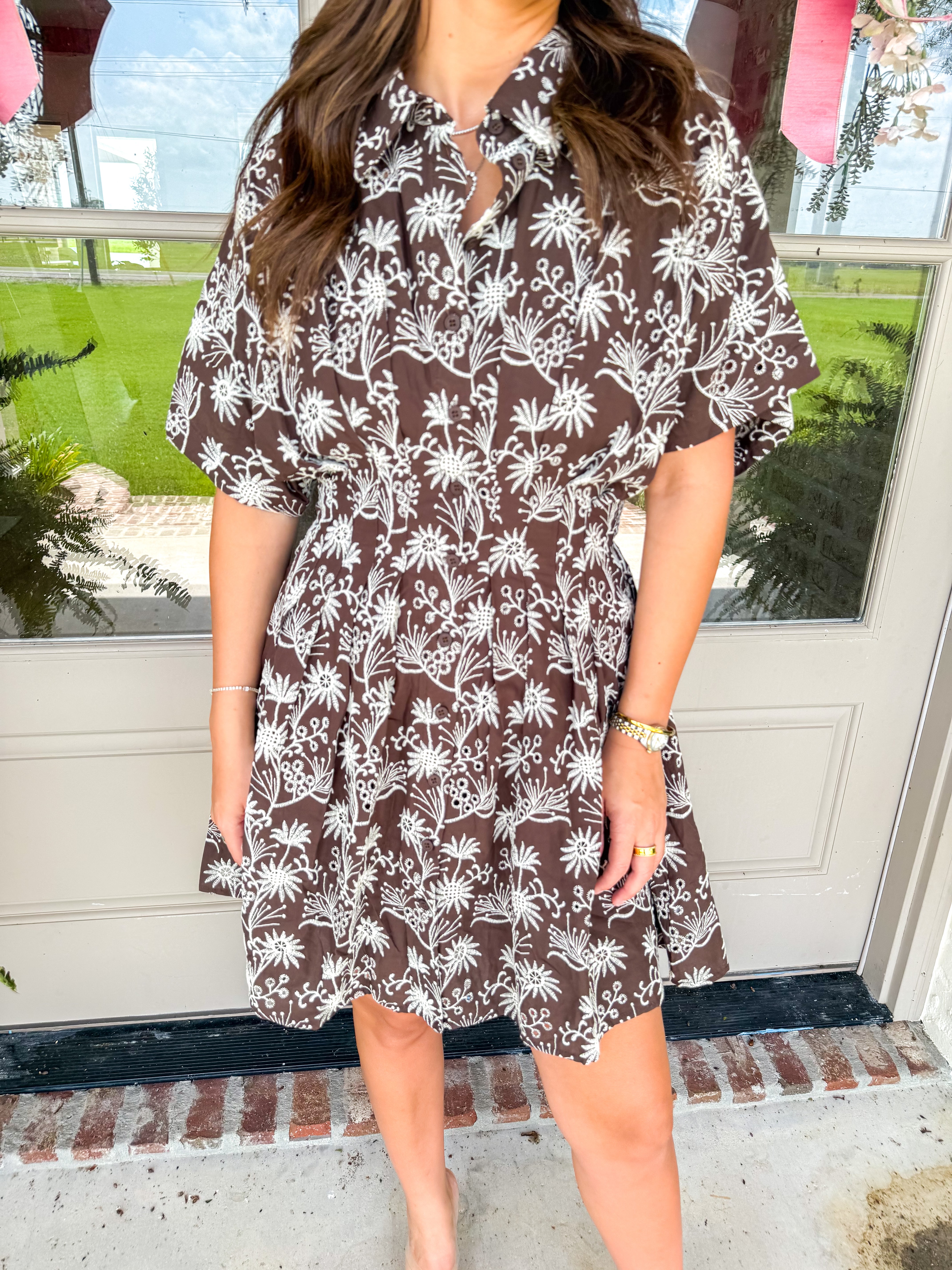Wildflower Wander Shirt Dress Chocolate