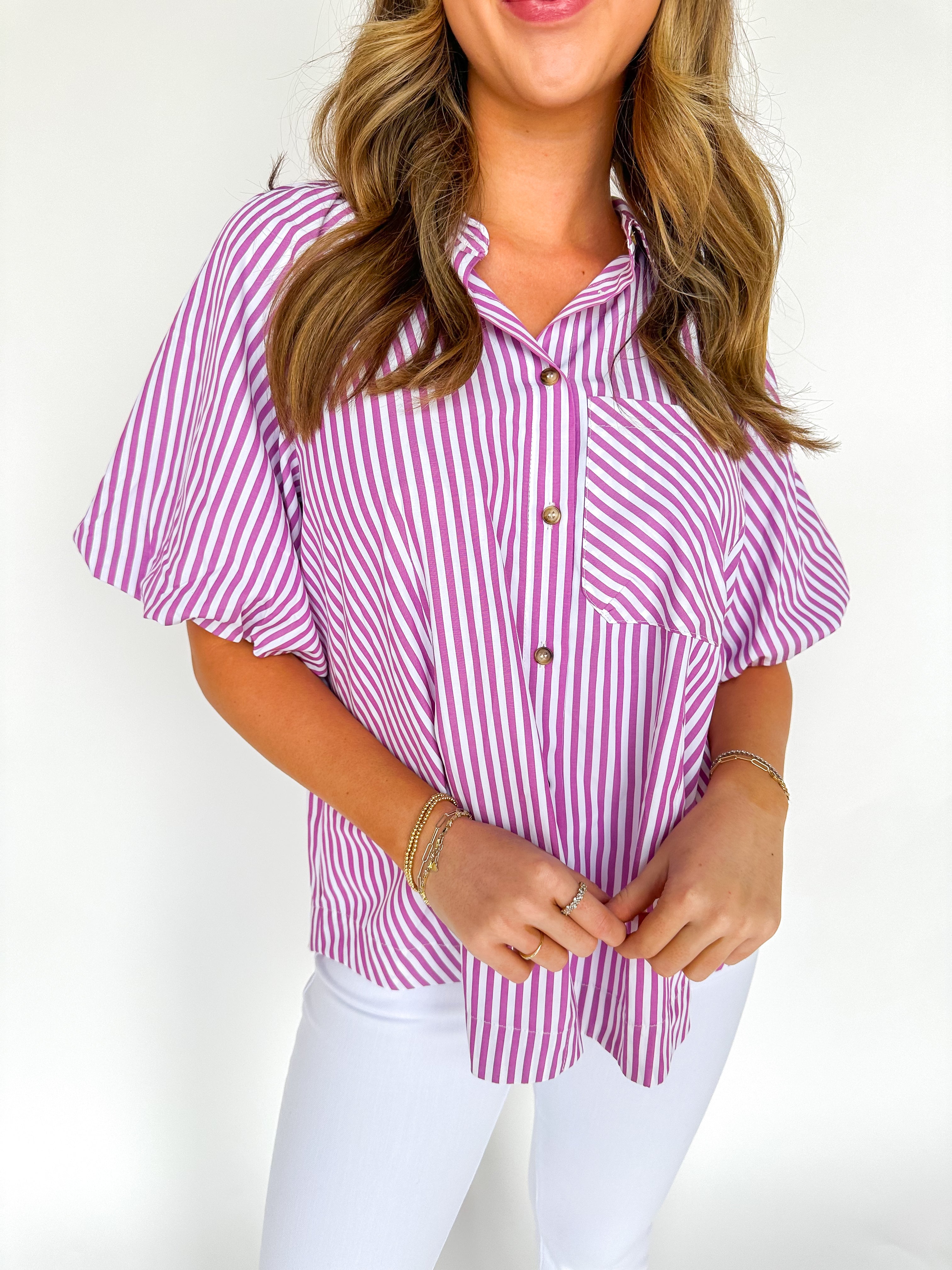 Elegance Define Magenta Striped Top