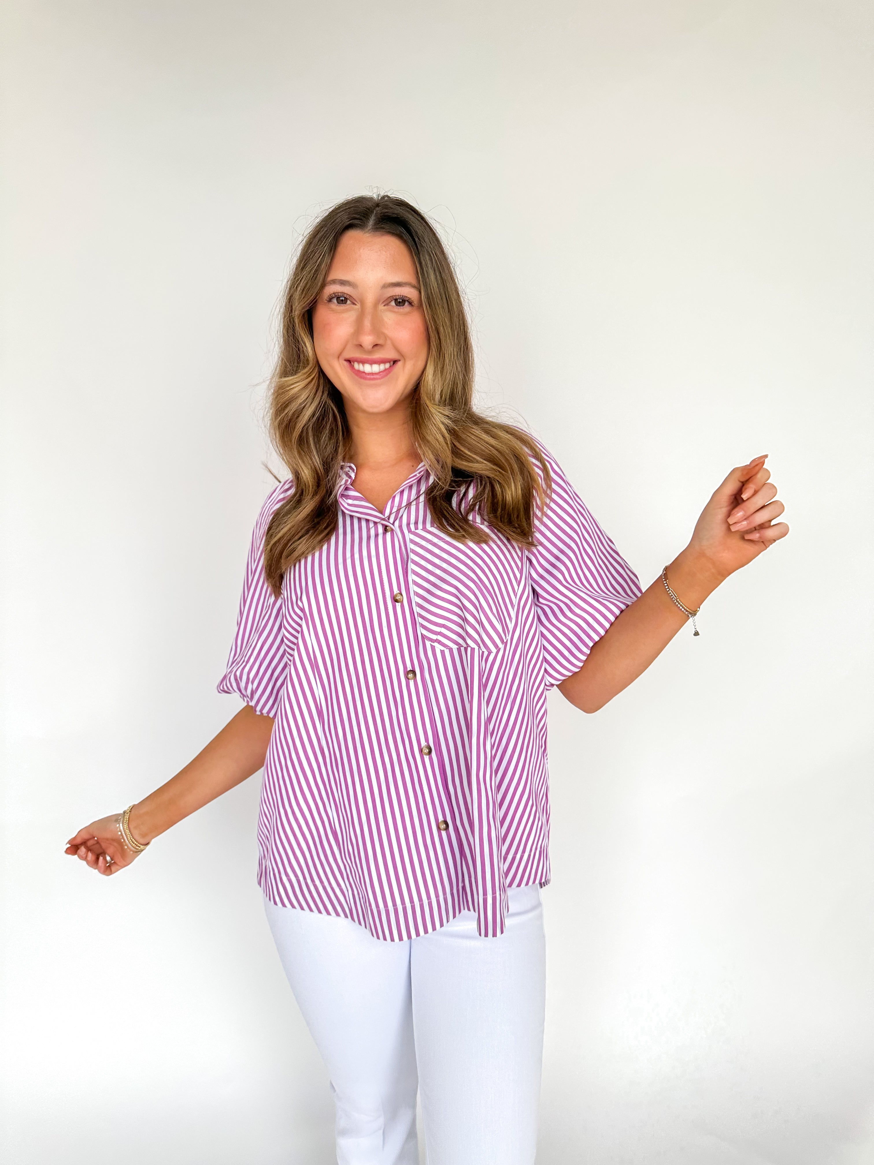 Elegance Define Magenta Striped Top