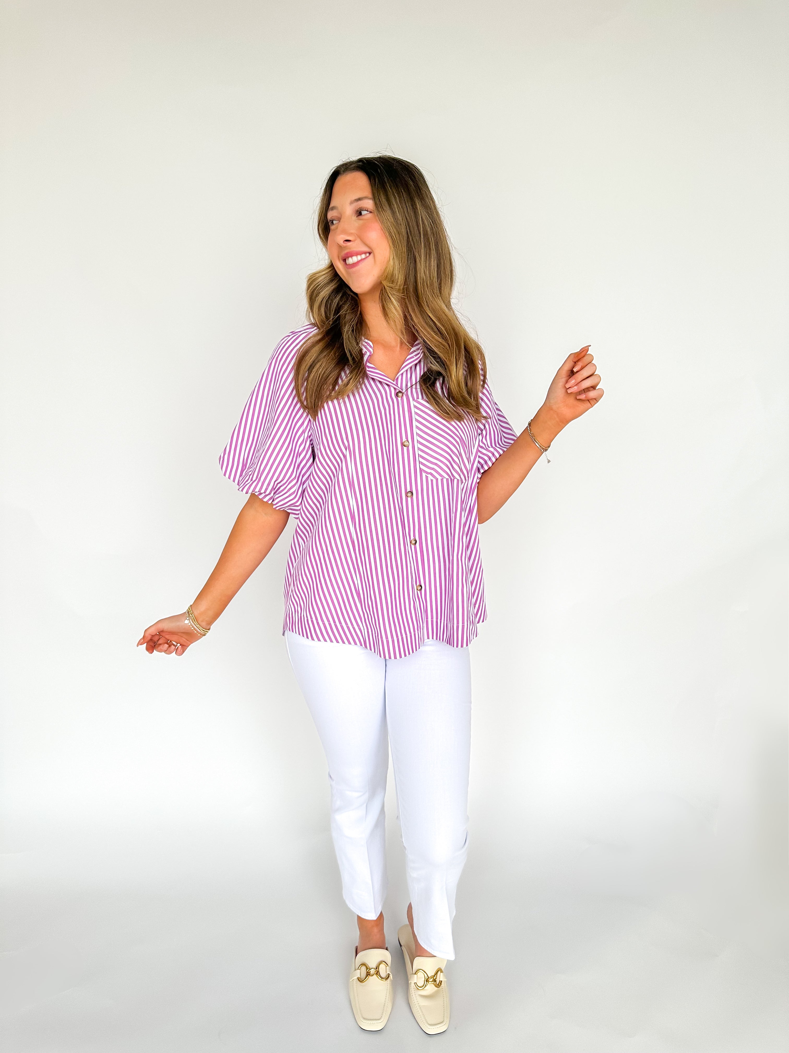 Elegance Define Magenta Striped Top