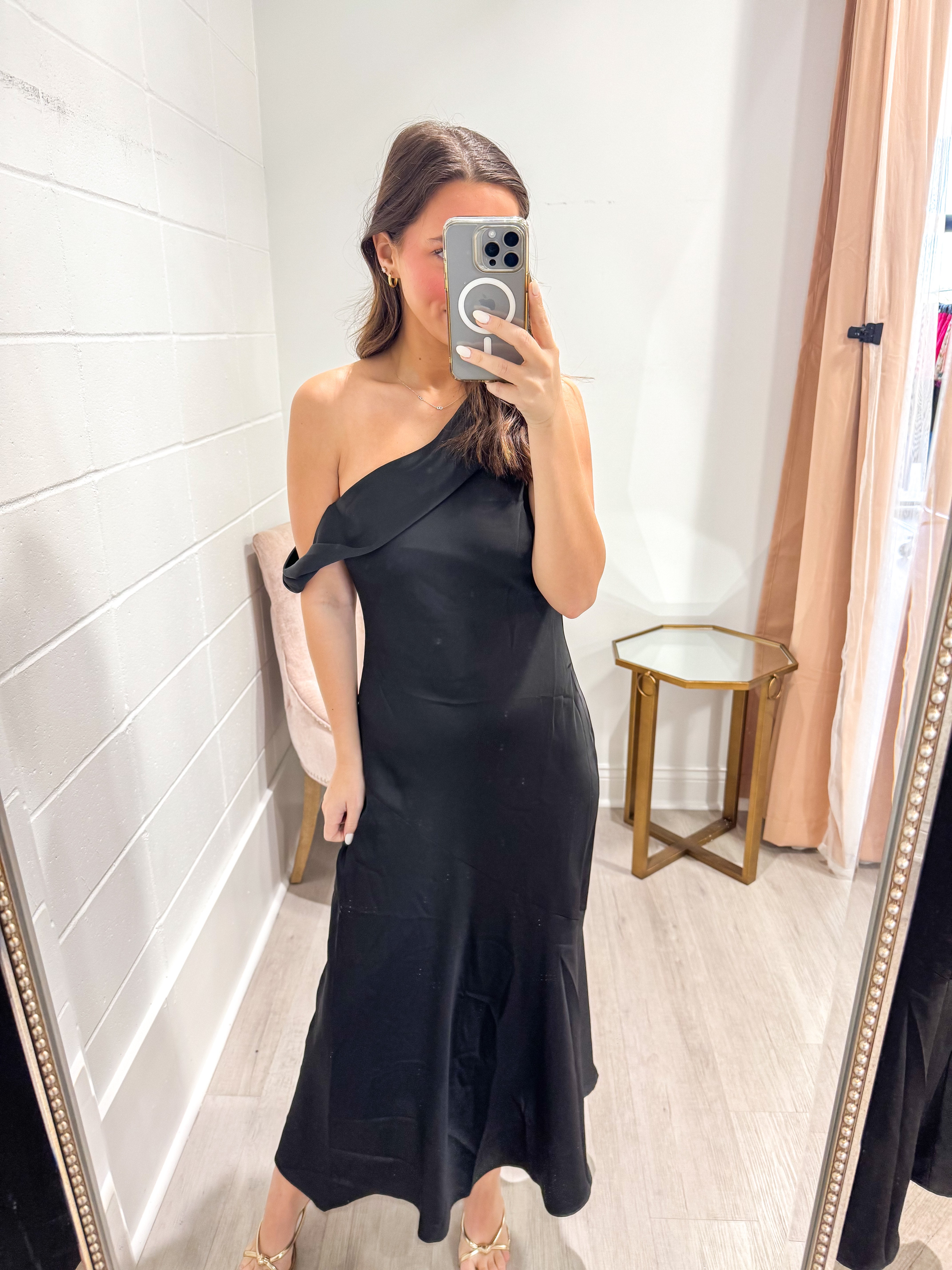 Orissa Satin Off Shoulder Dress Black