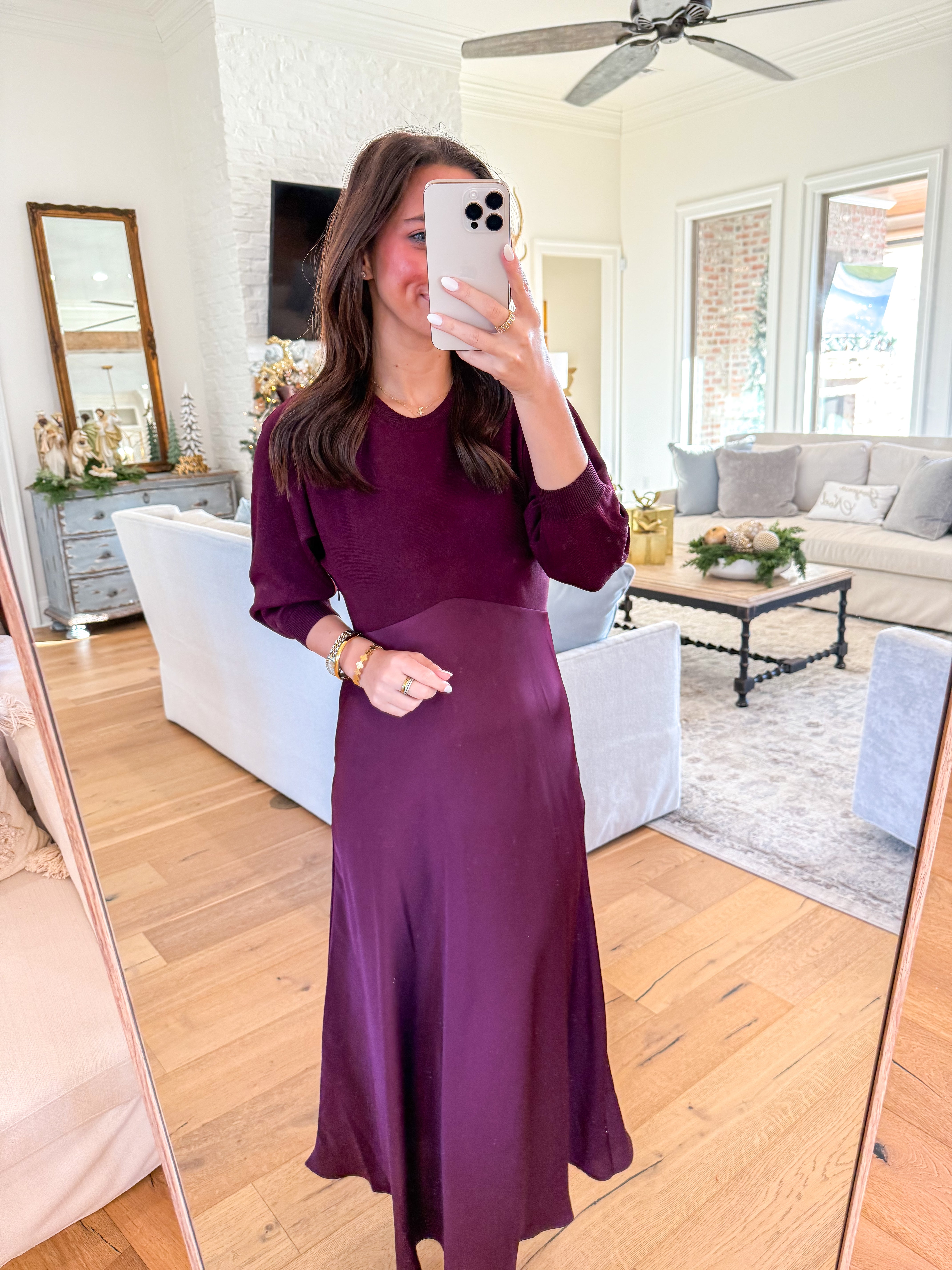 Contrast Boysenberry Mixed Media Midi