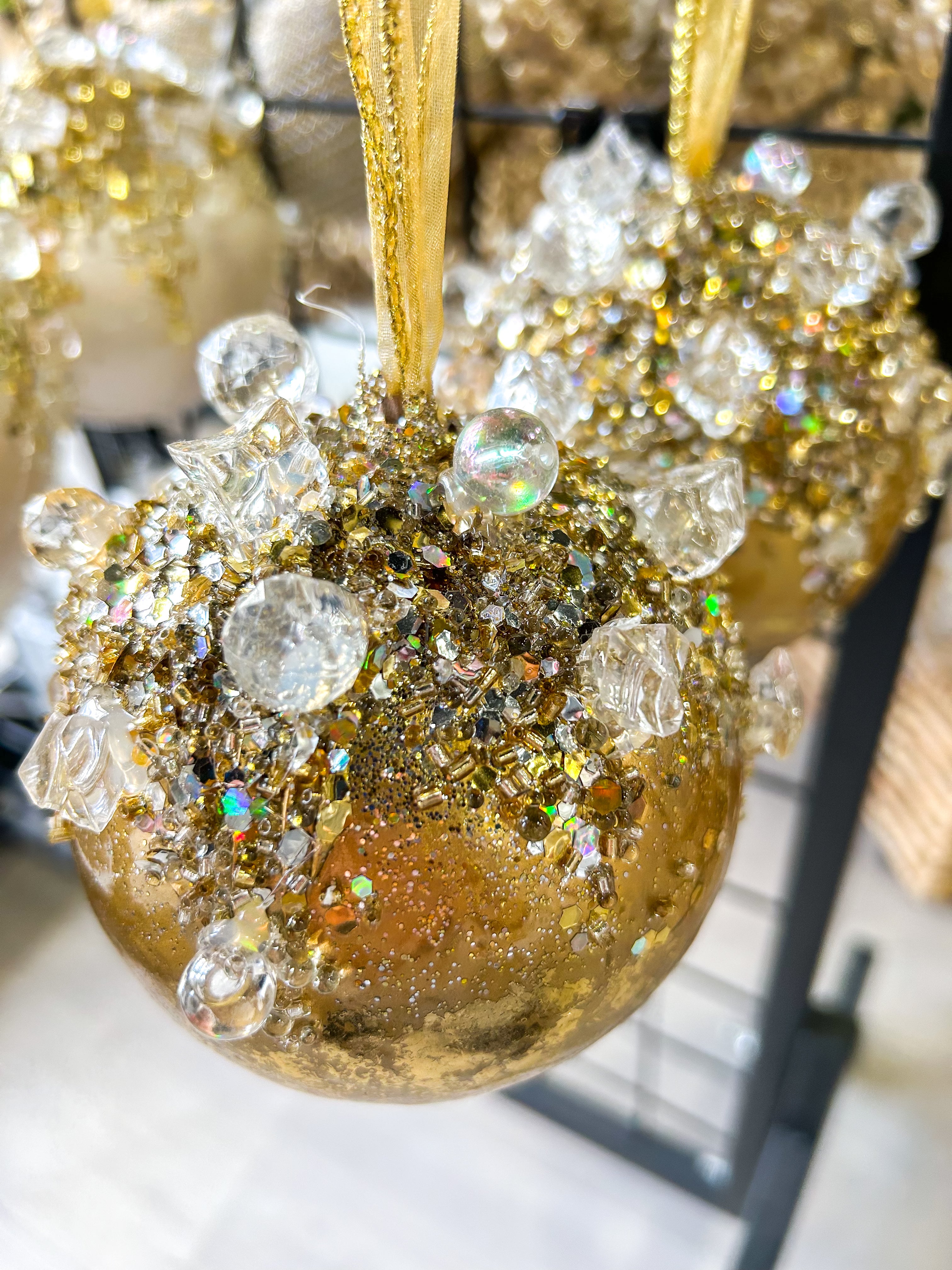 4'' Heavy Jeweled Ball Ornament