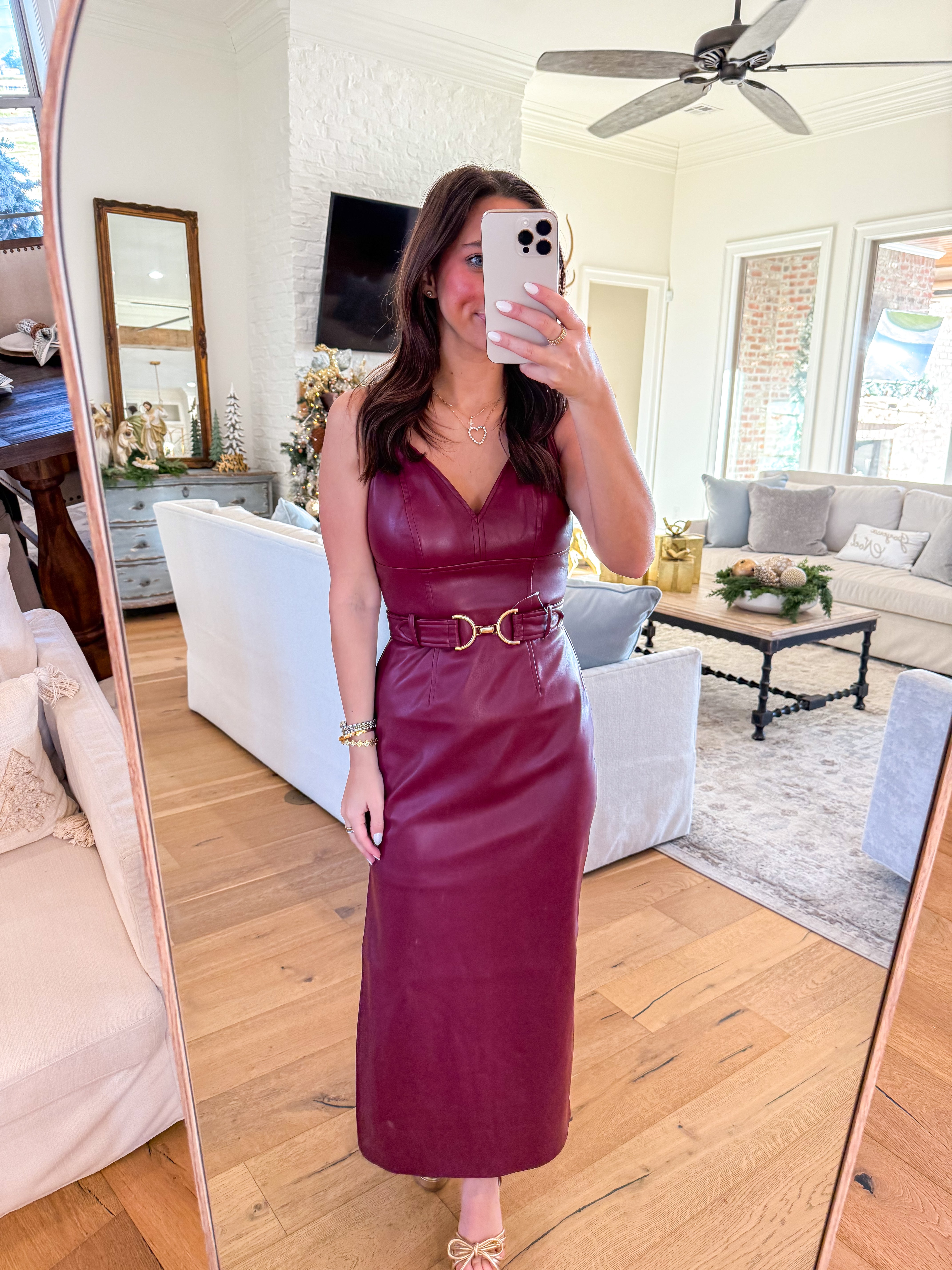 Kailey Cordovan Faux Leather Midi