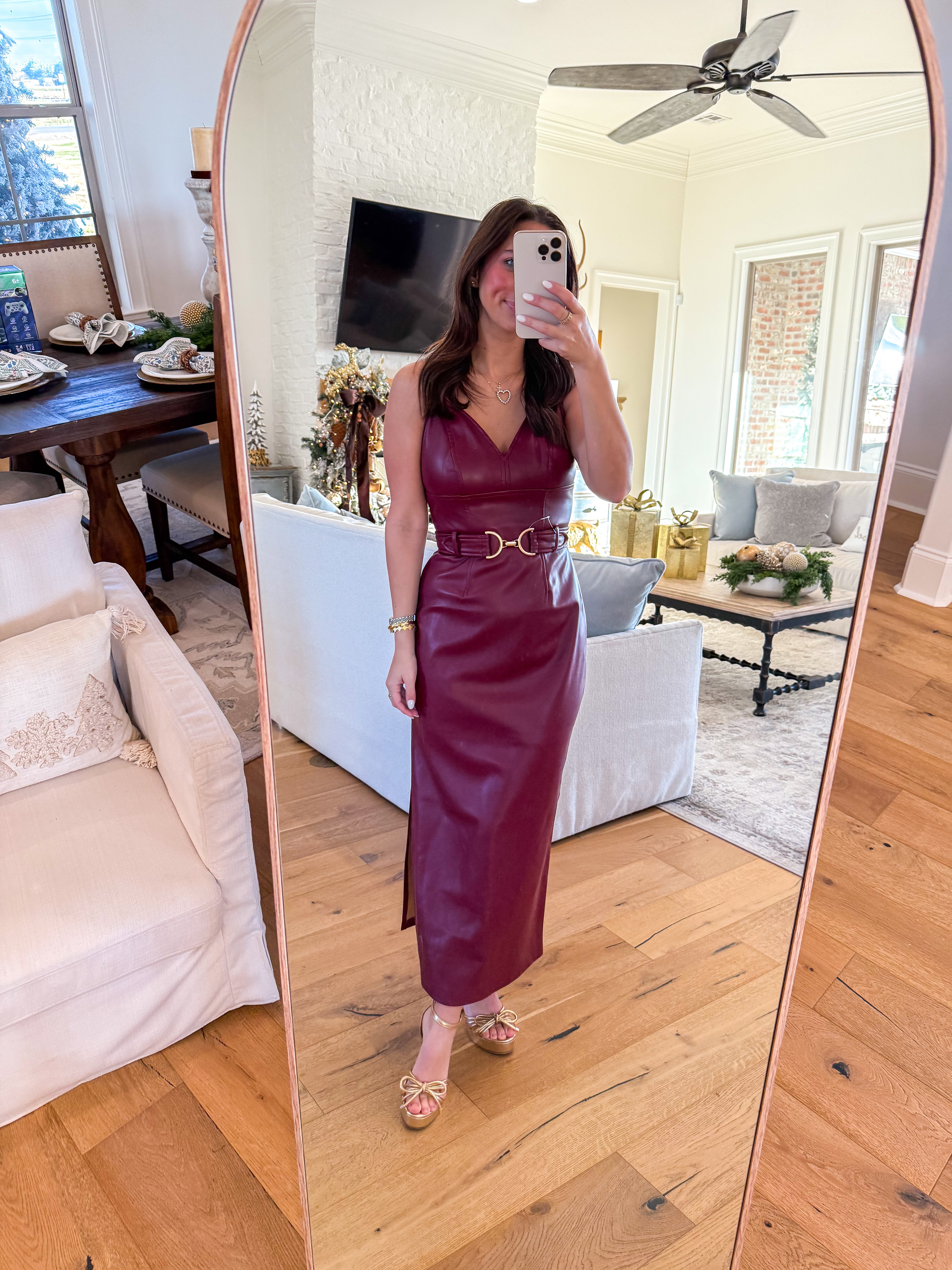 Kailey Cordovan Faux Leather Midi