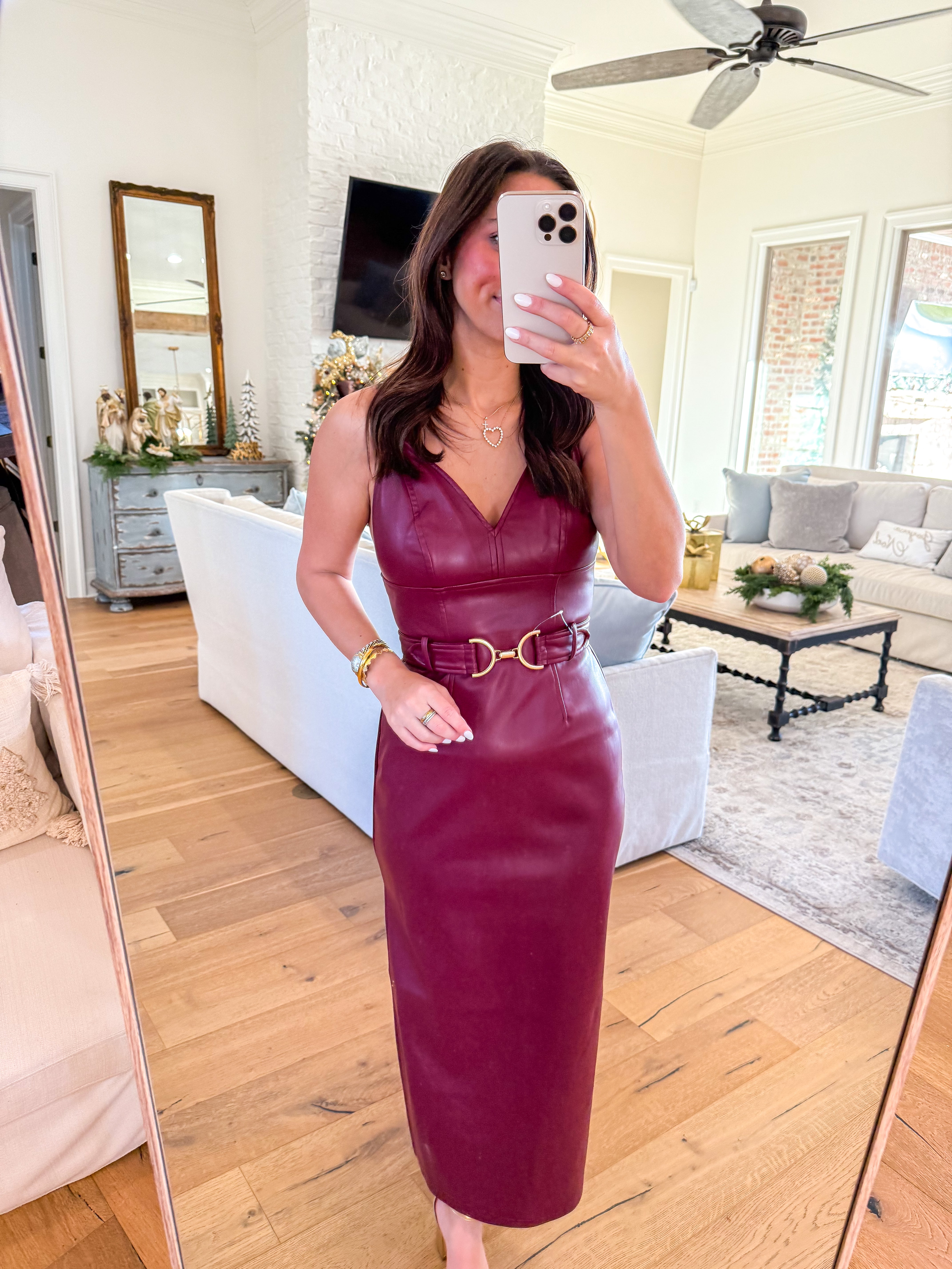 Kailey Cordovan Faux Leather Midi