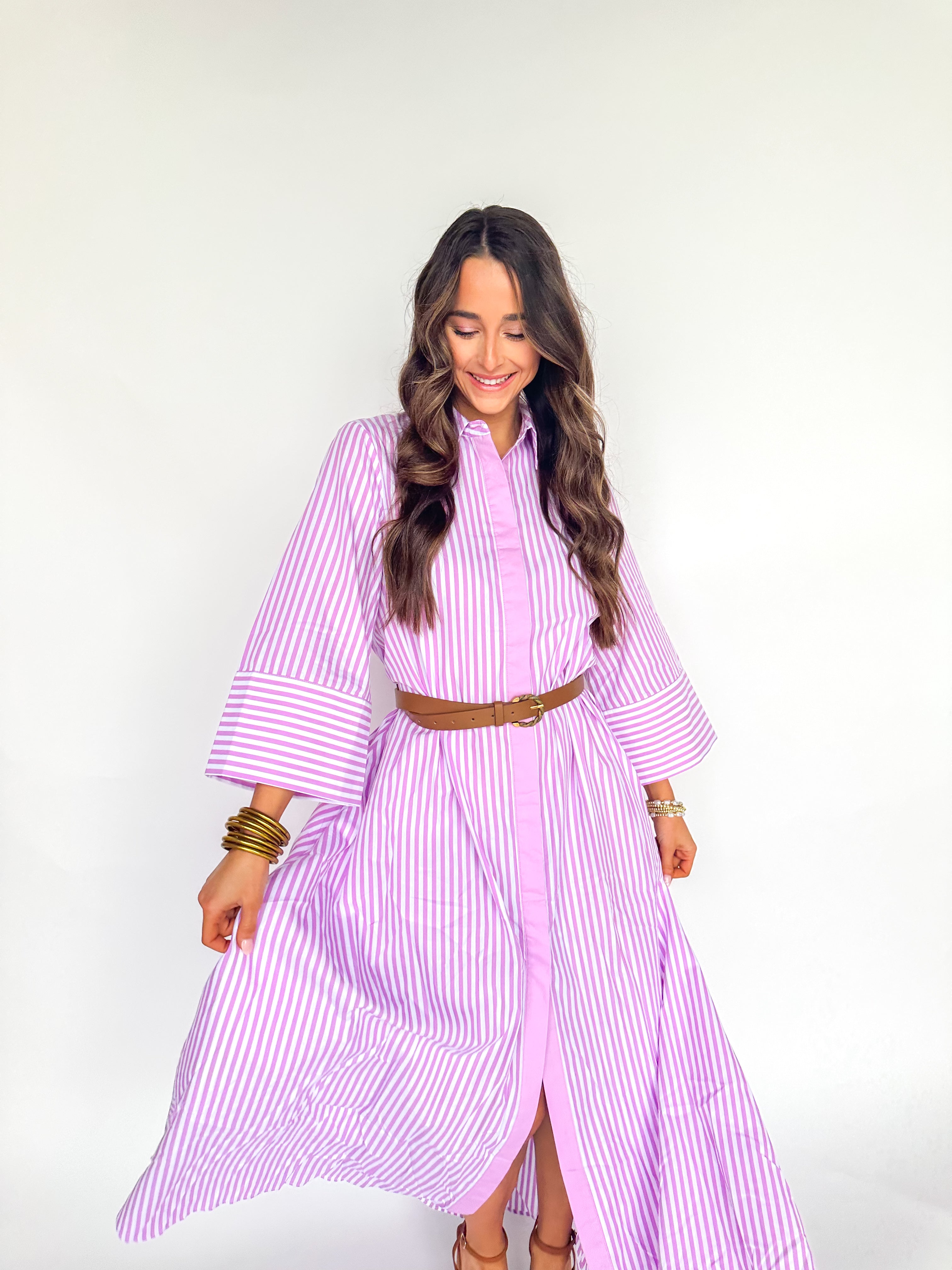 Thank Heavens Striped Pink Maxi