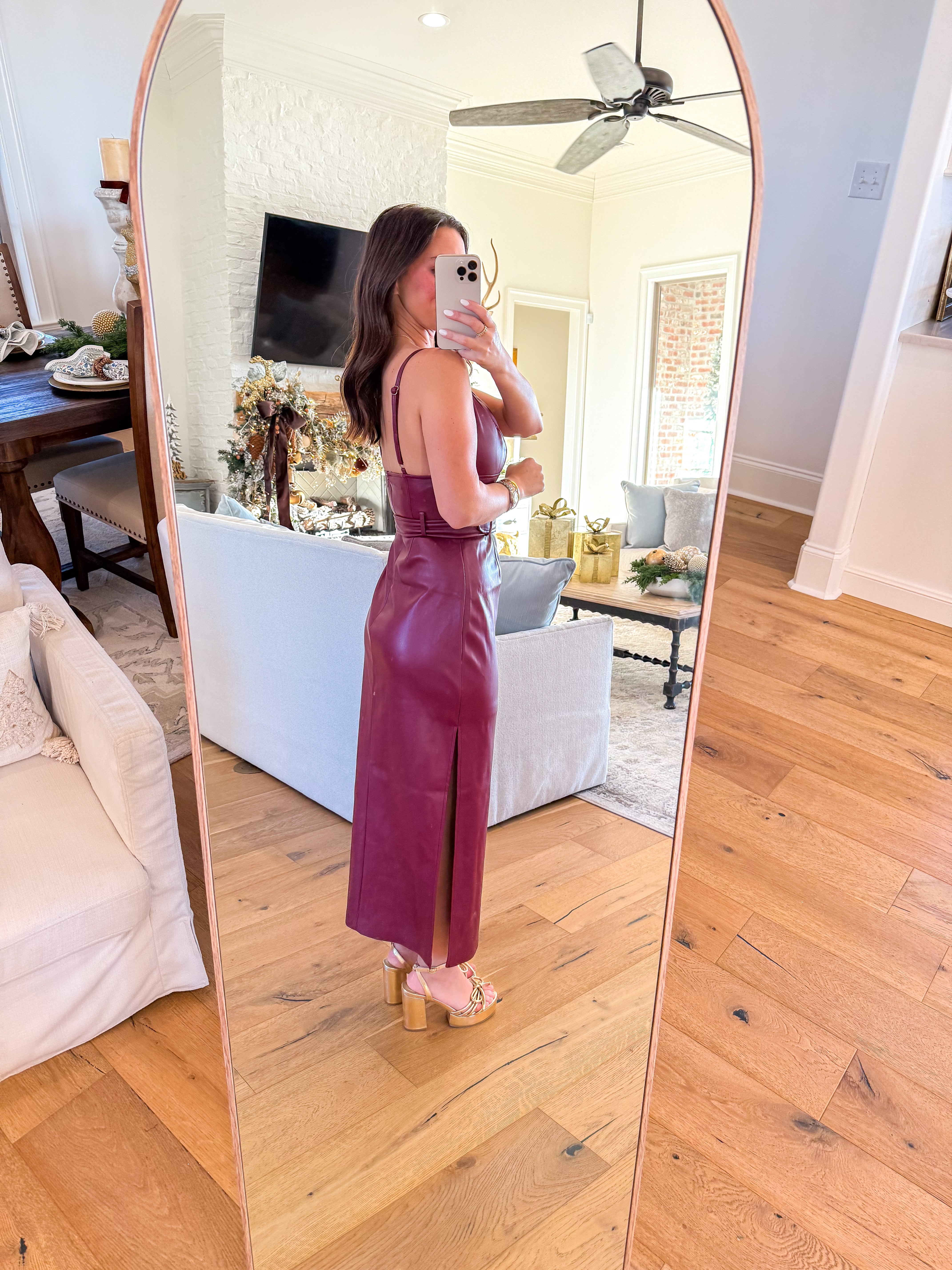 Kailey Cordovan Faux Leather Midi