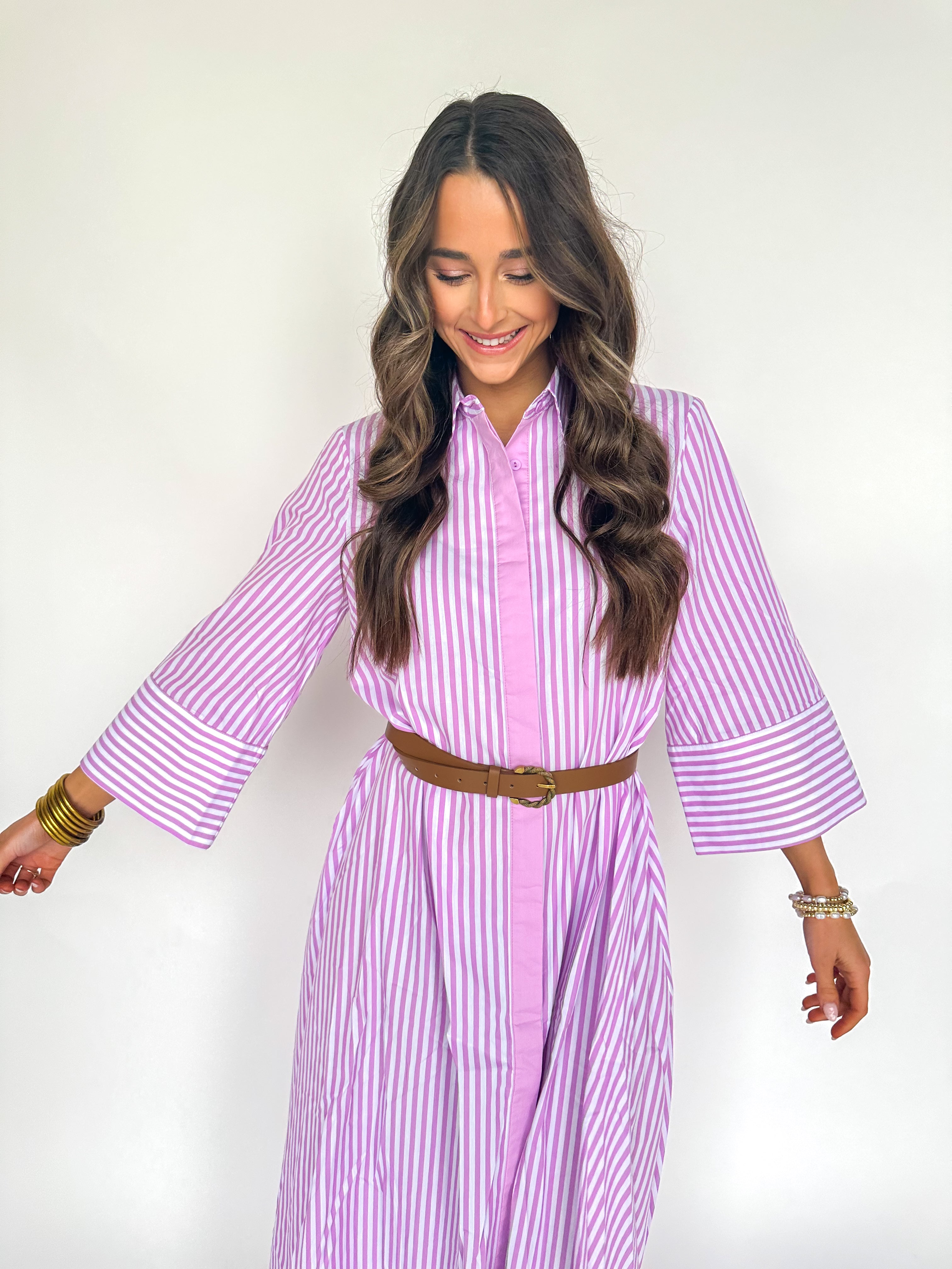 Thank Heavens Striped Pink Maxi