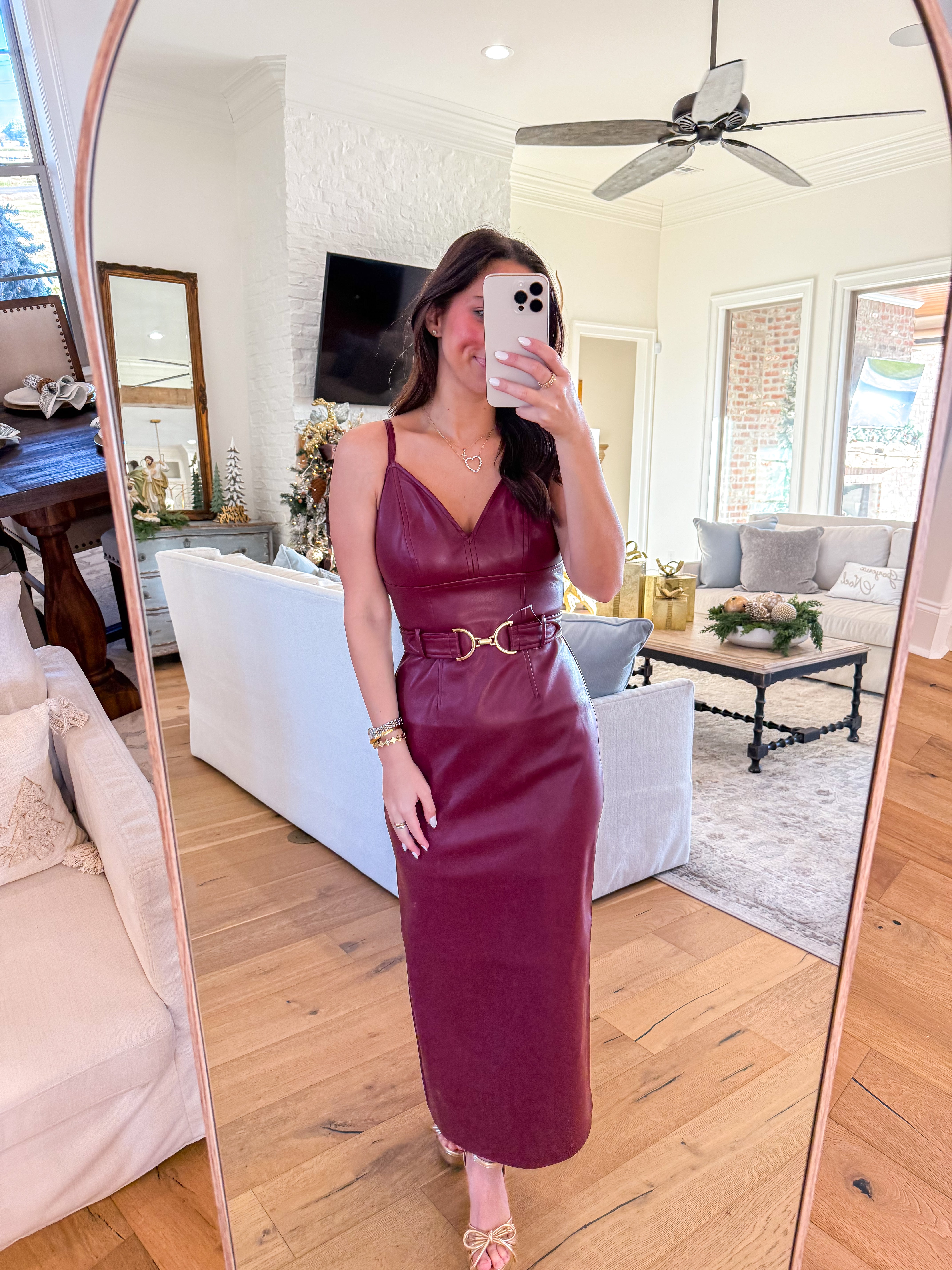 Kailey Cordovan Faux Leather Midi