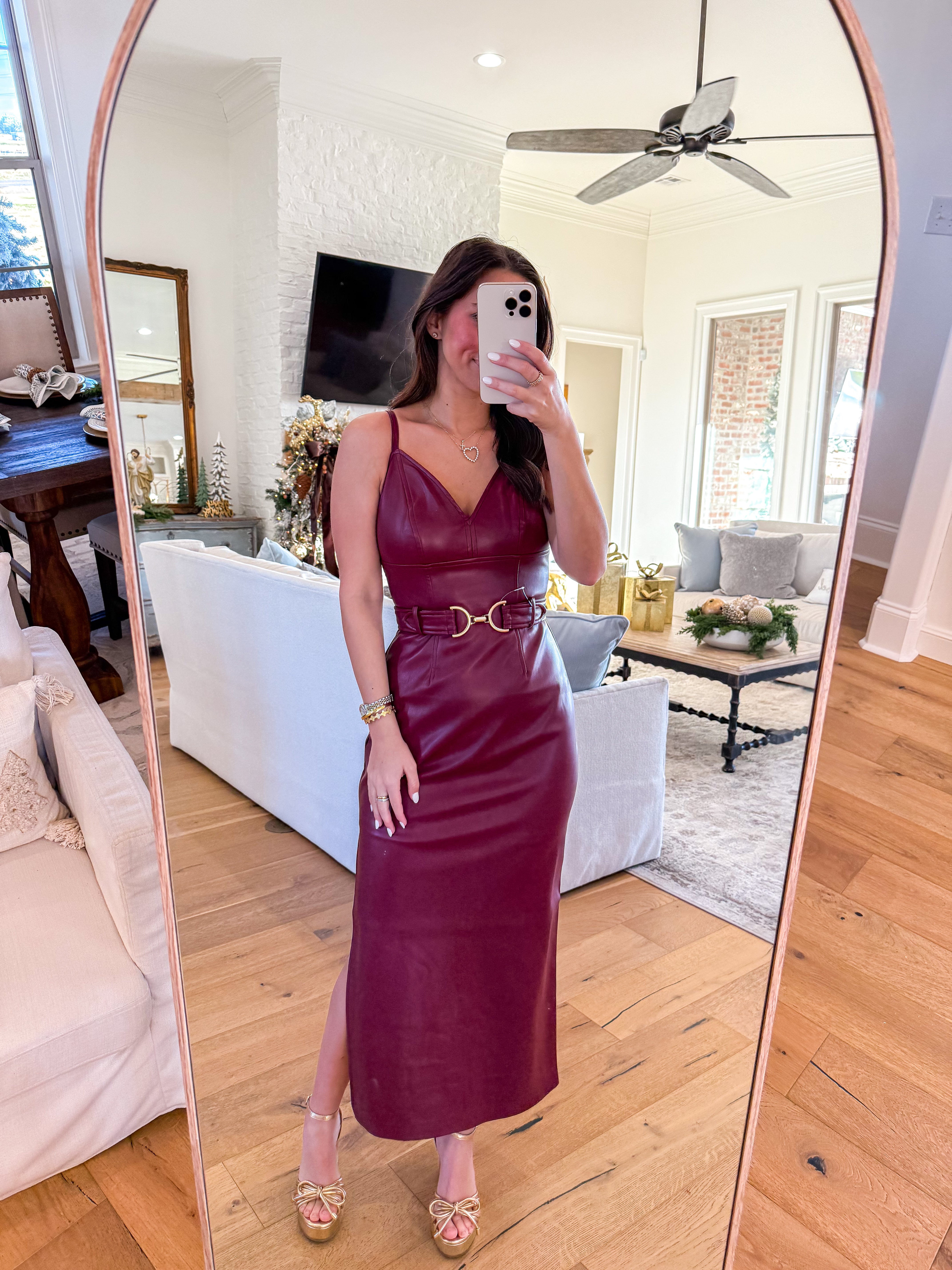 Kailey Cordovan Faux Leather Midi