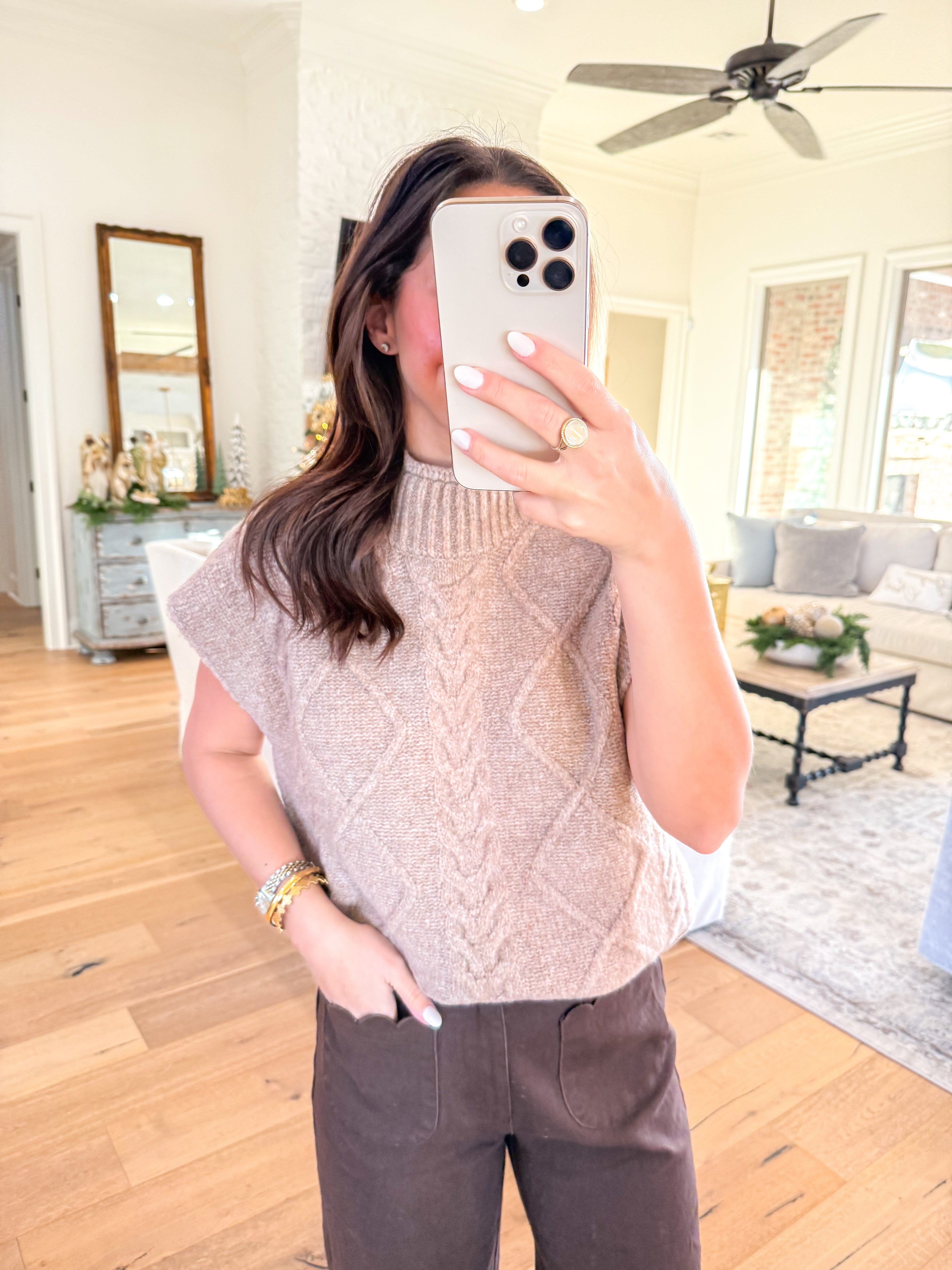 Oatmeal Chunky Knit Sweater Top