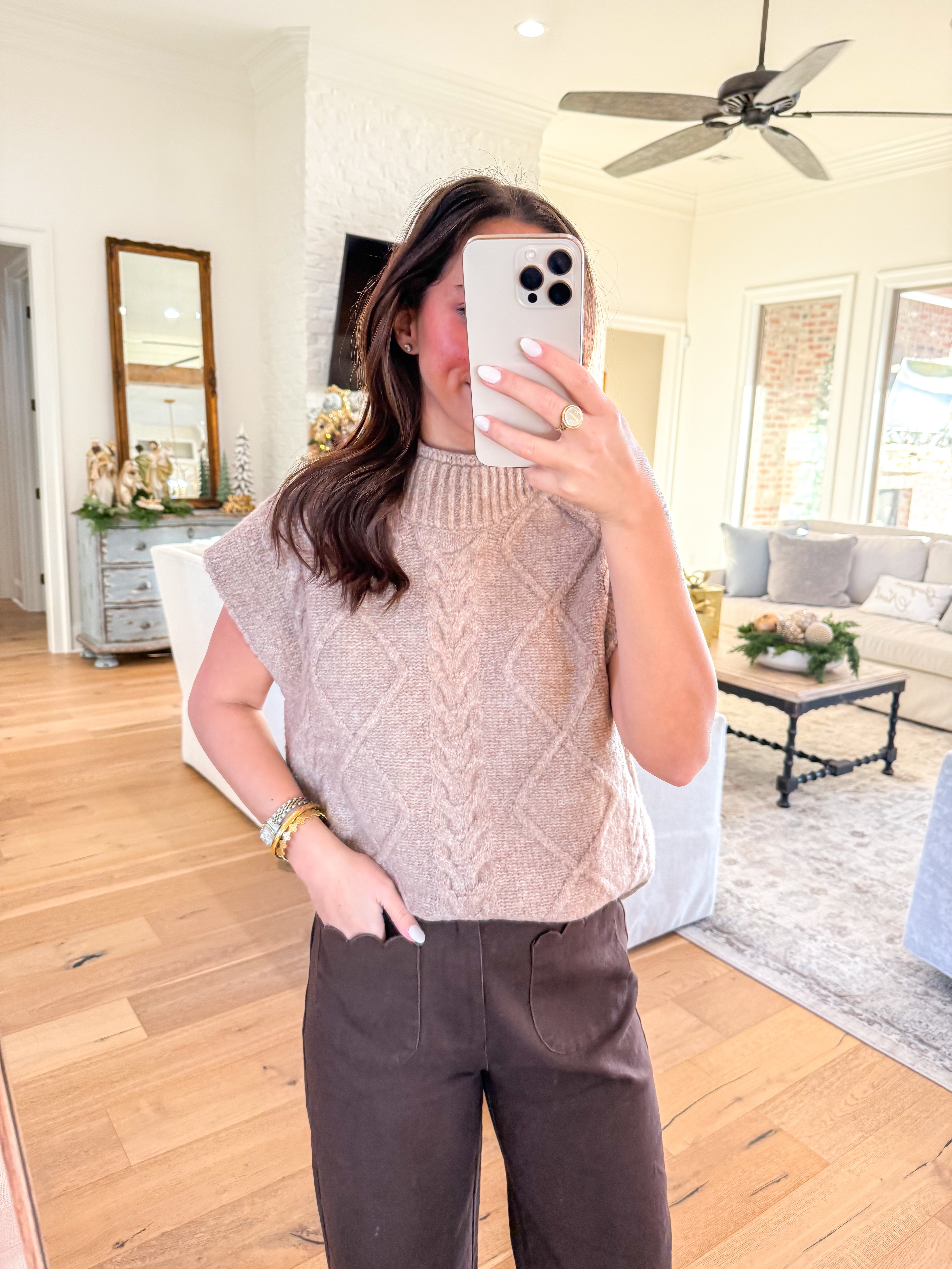 Oatmeal Chunky Knit Sweater Top