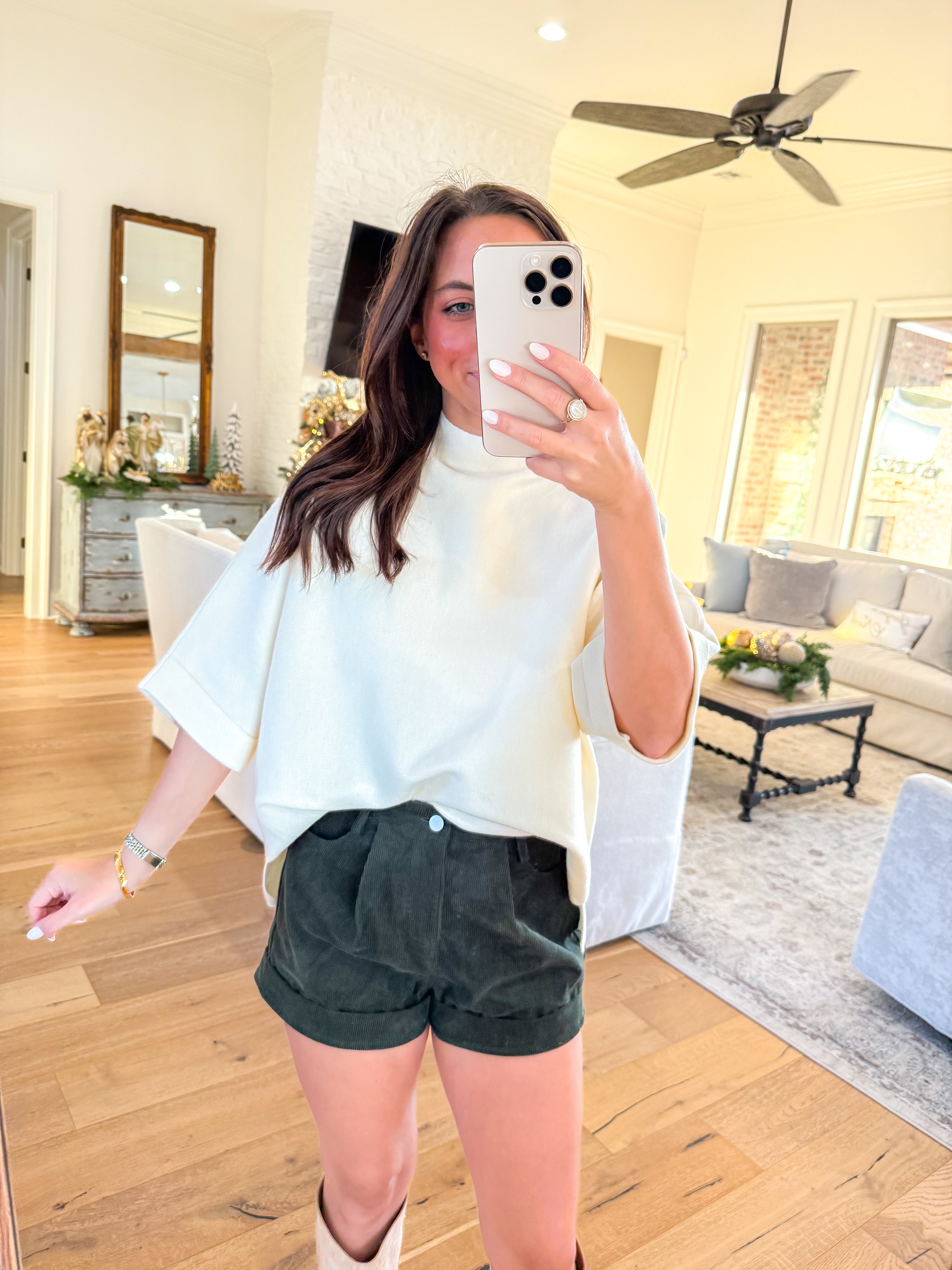 Elmwood Ivory Mock Neck Sweater Top