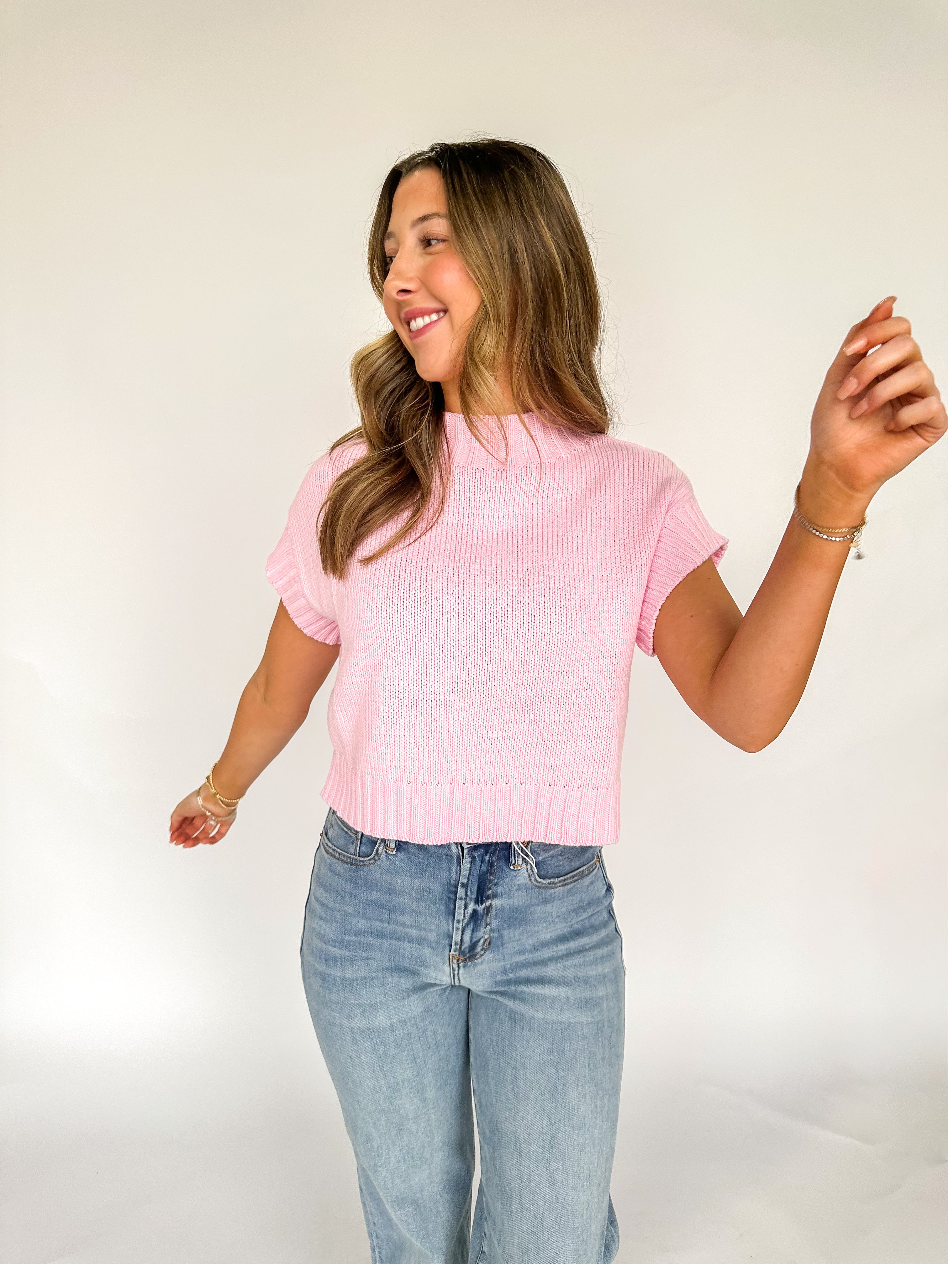 Drifting Currents Sweater Top Pink