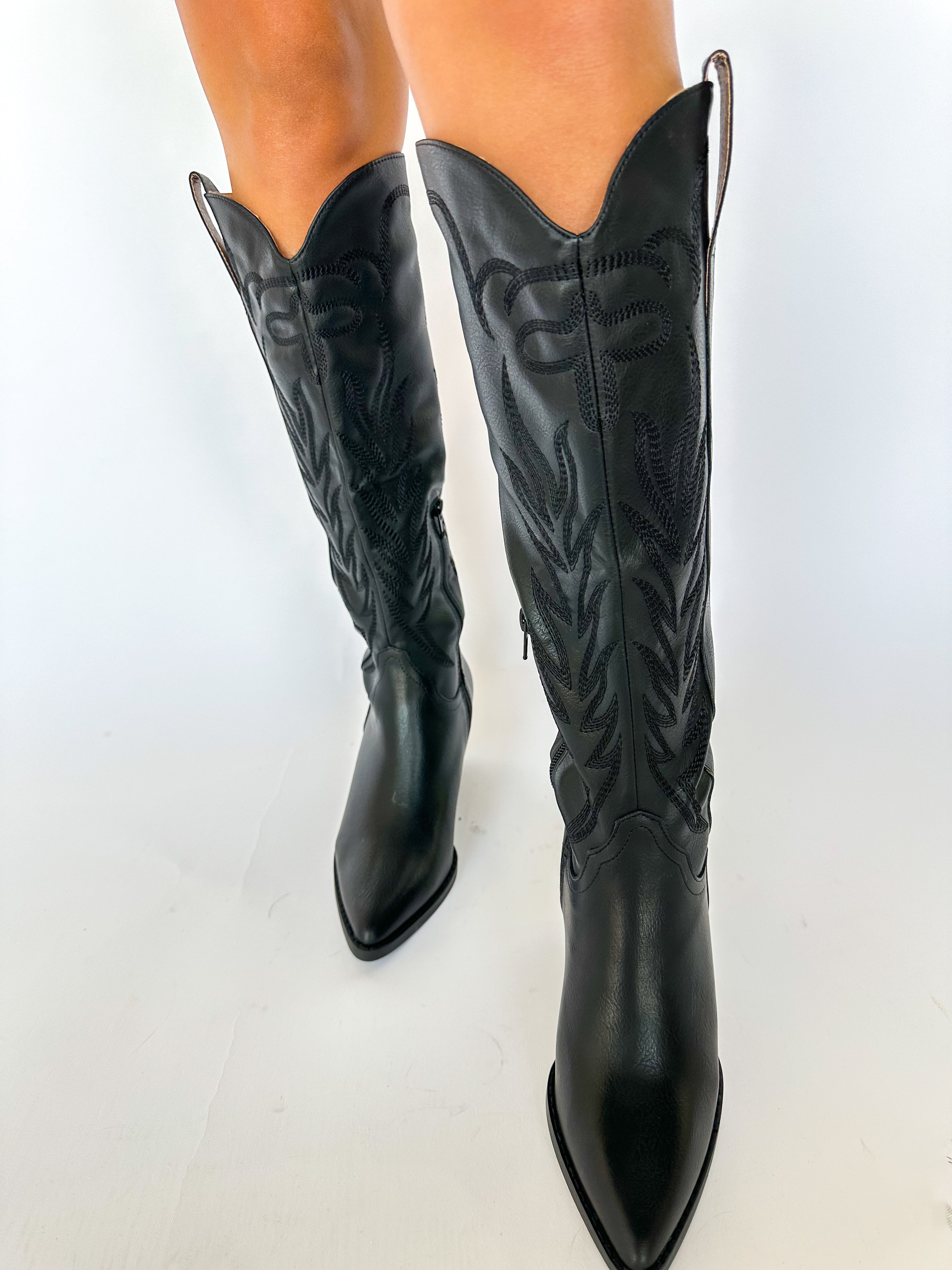 Samara Embroidered Tall Boot Black