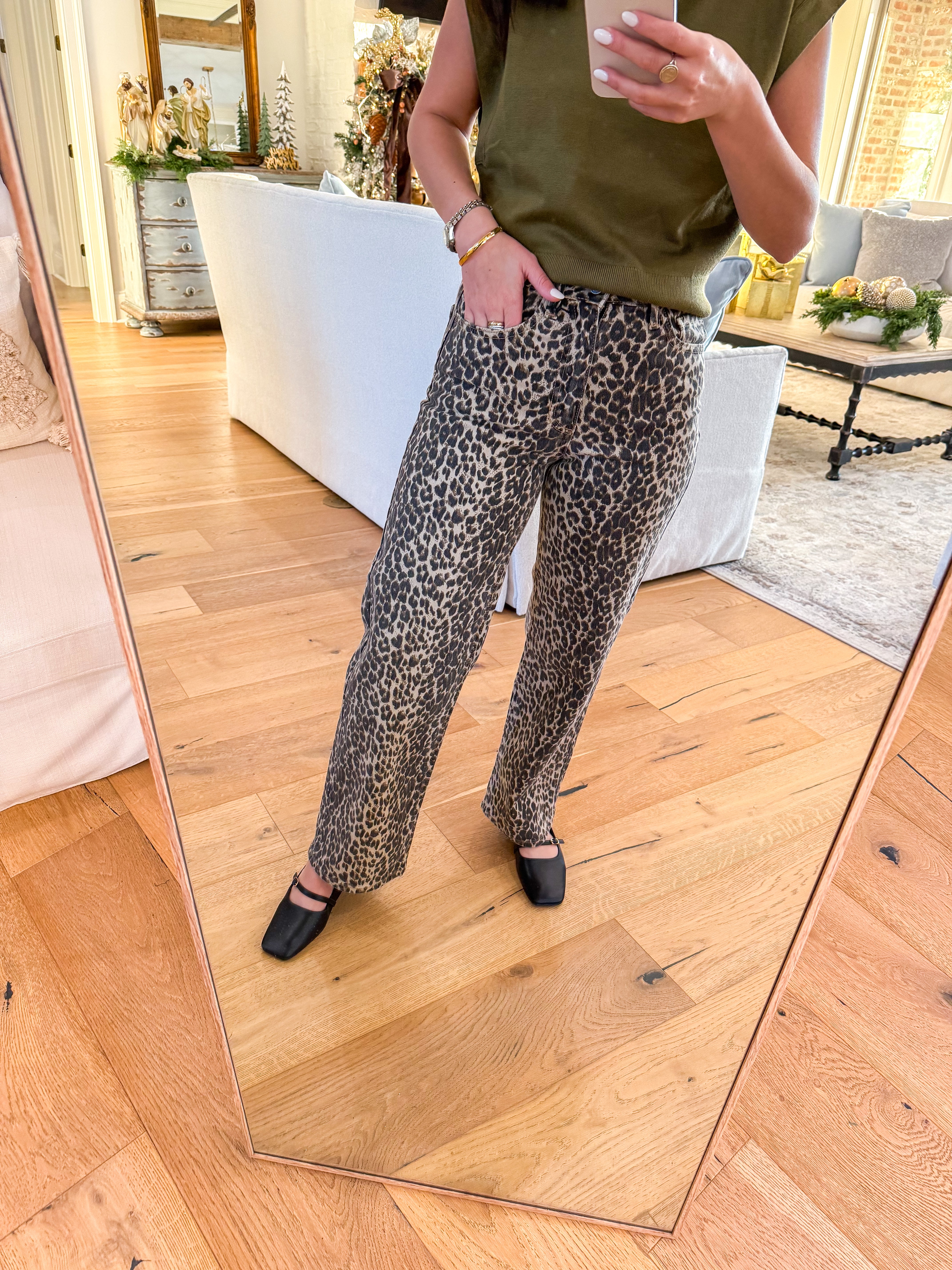 leopard HR Vintage Straight Jeans
