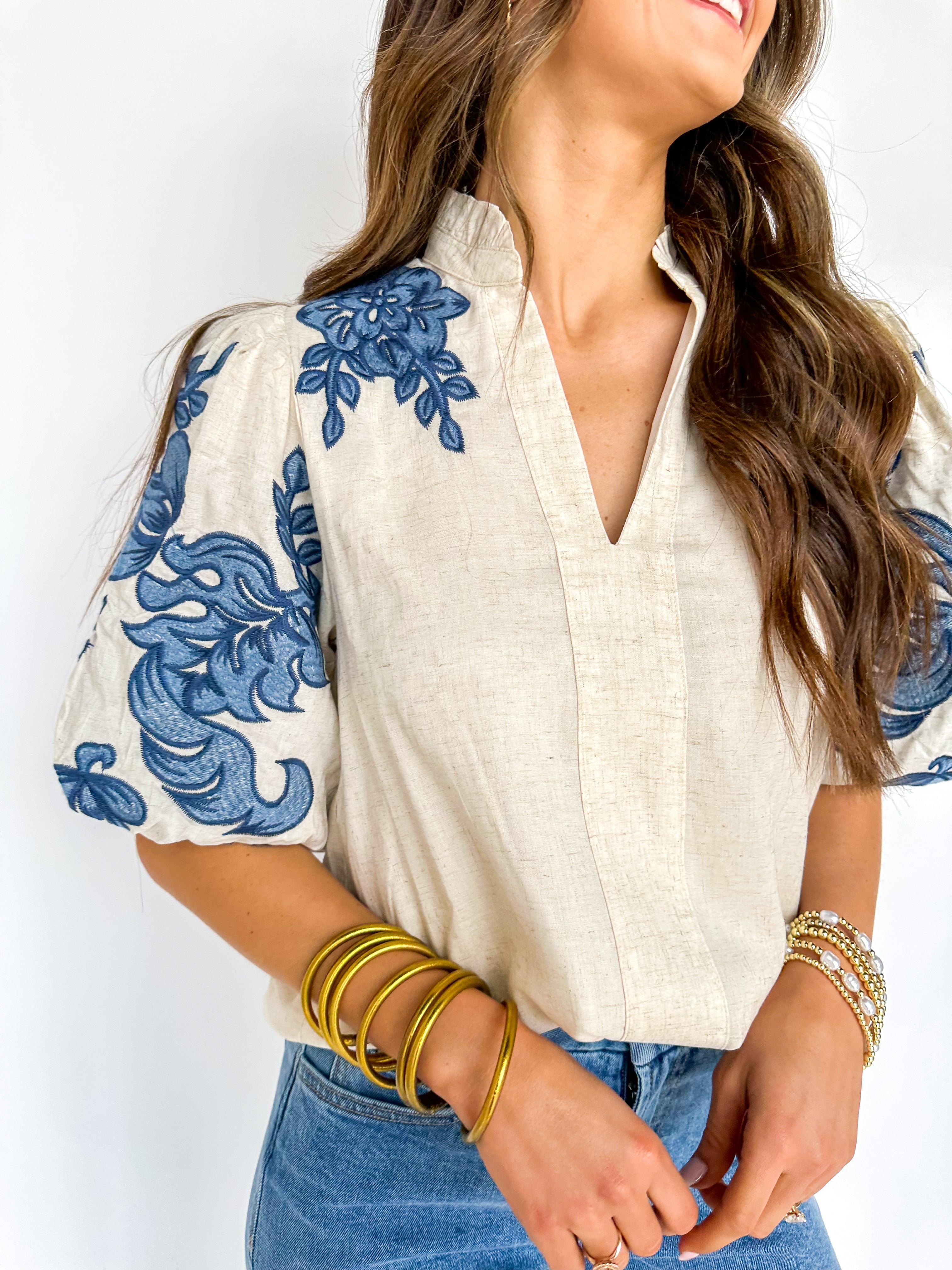 Lilian Petals Cream Embroidered Top