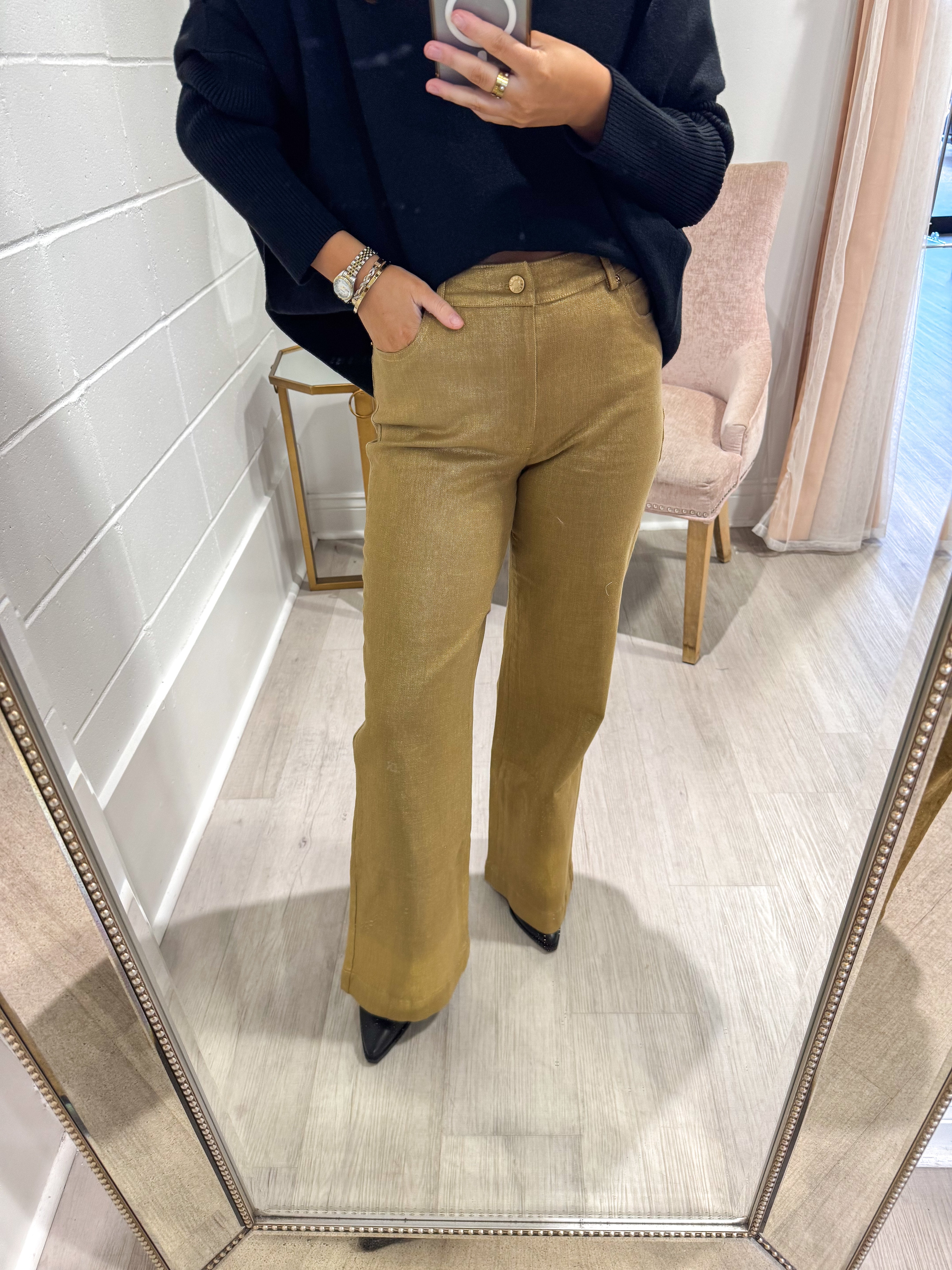 Gold Wide Leg Pants