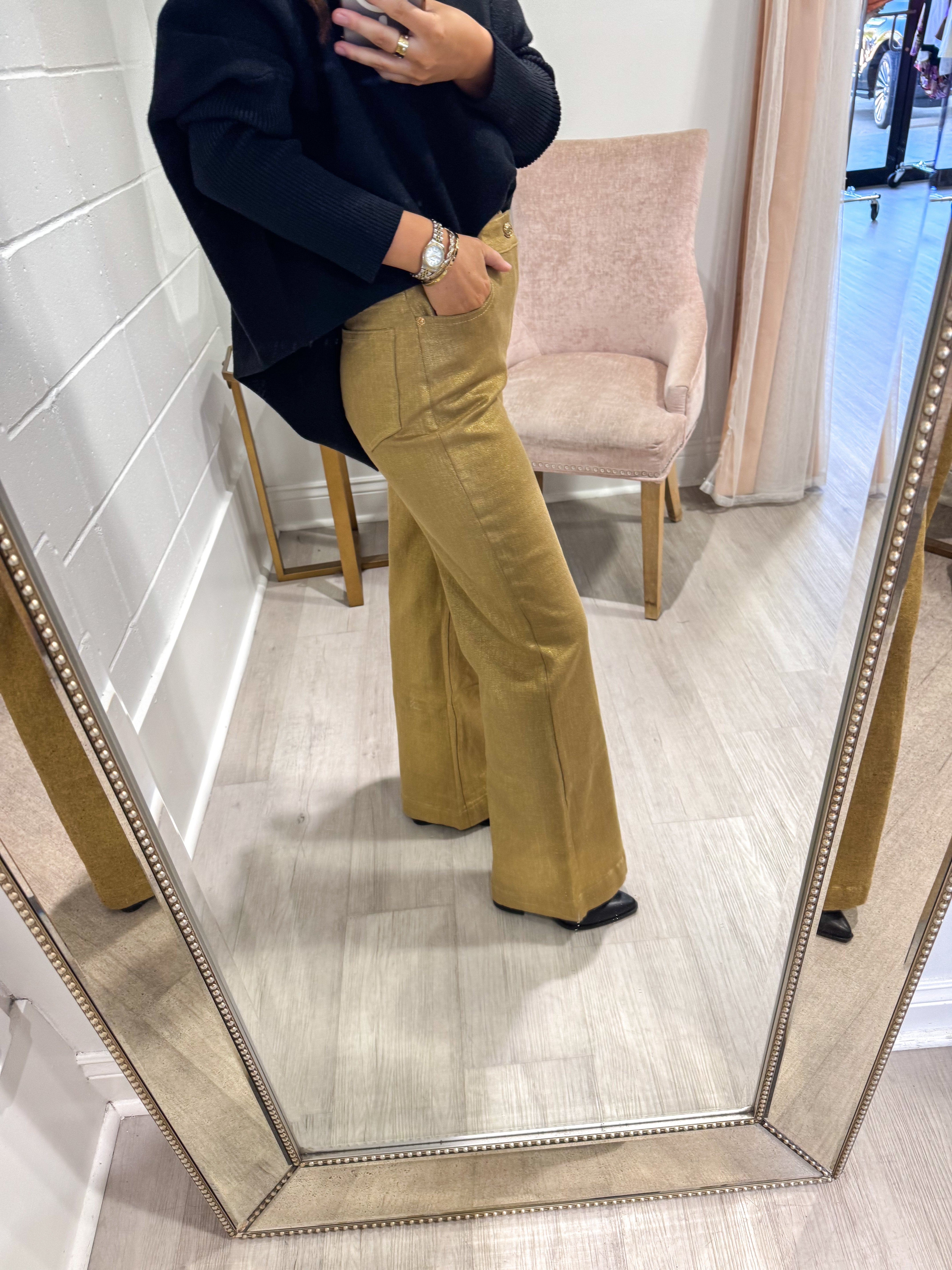 Gold Wide Leg Pants