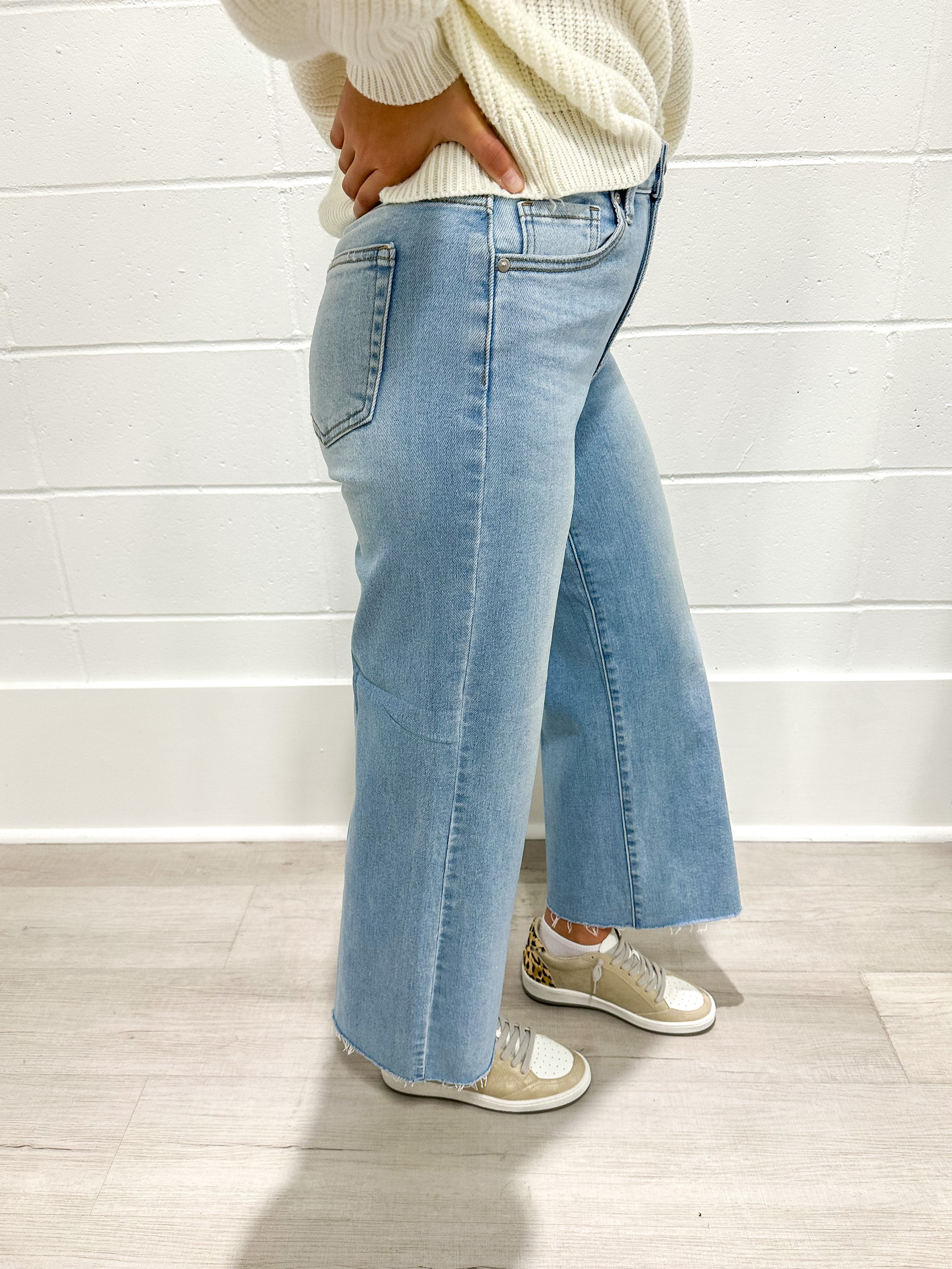 Slim Wide Leg Light Denim