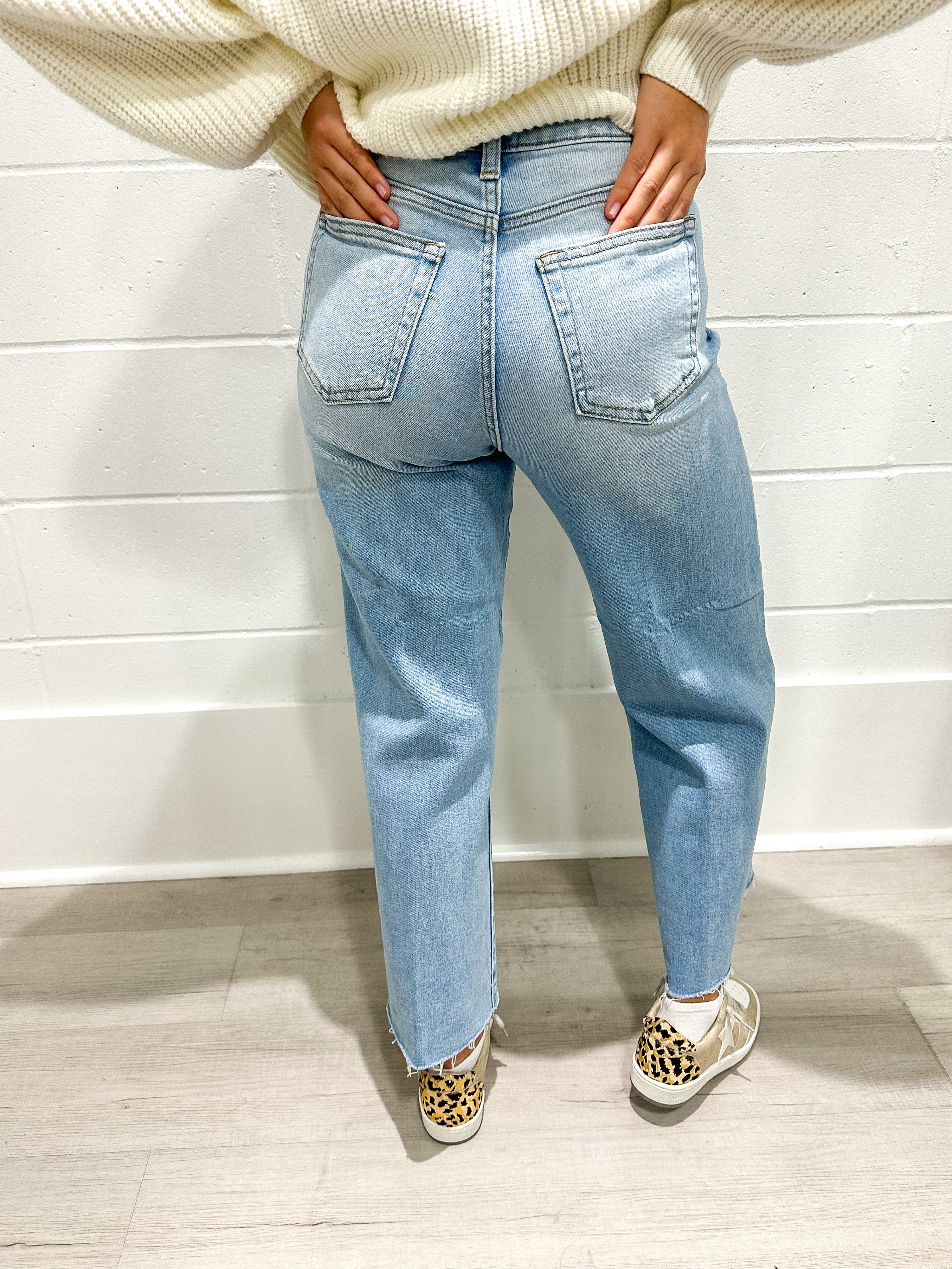 Slim Wide Leg Light Denim