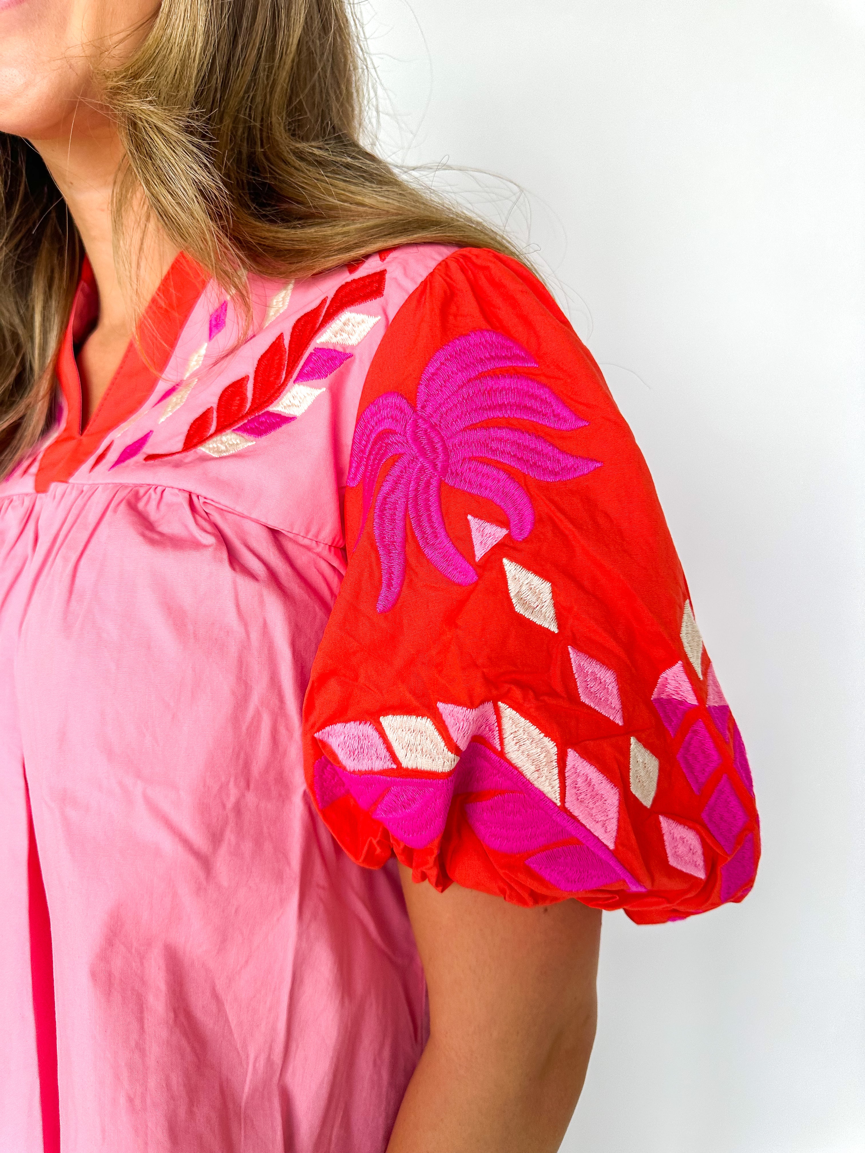 The Edge Pink Embroidered Top