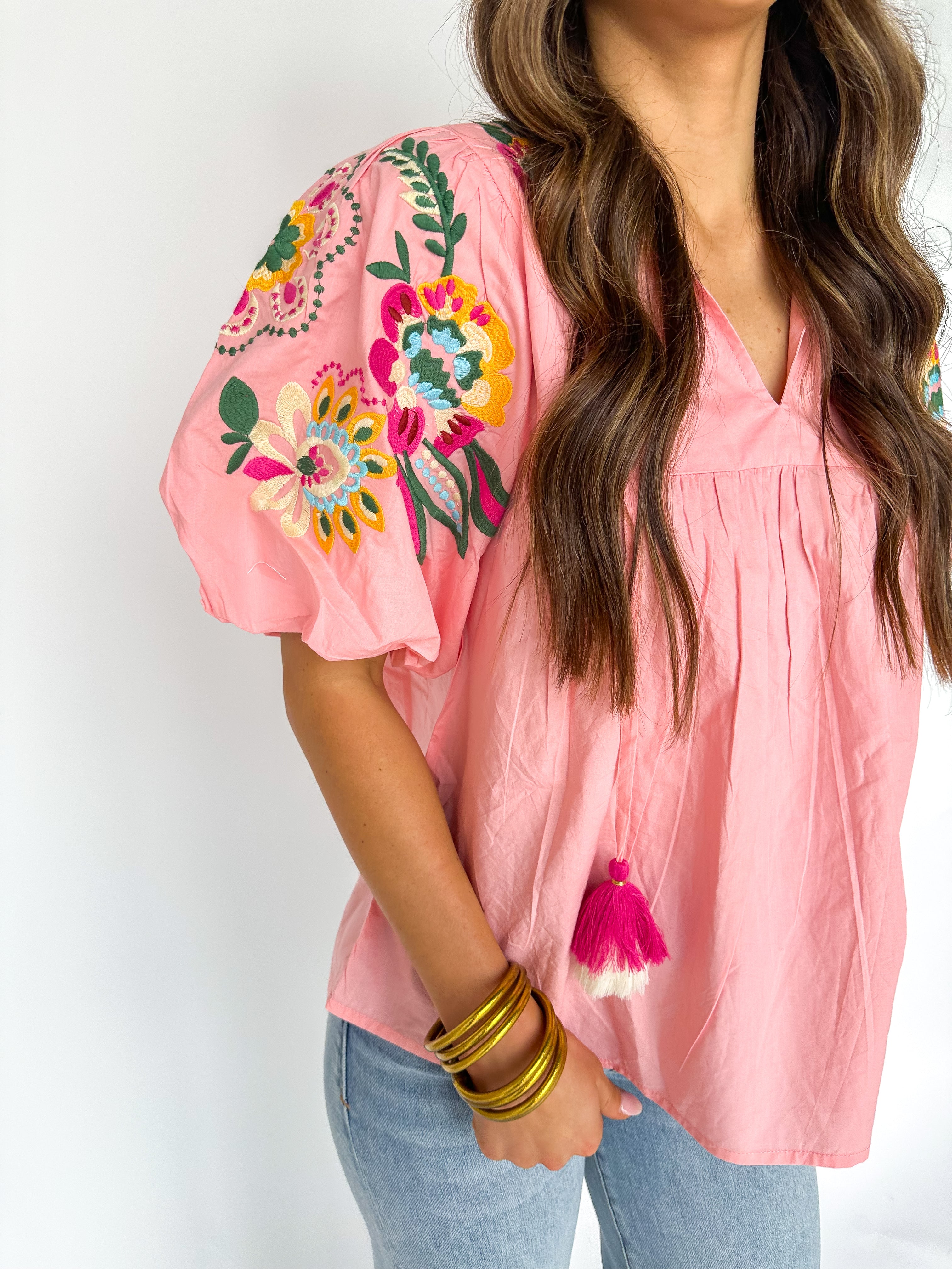 In The Details Embroidered Pink Top