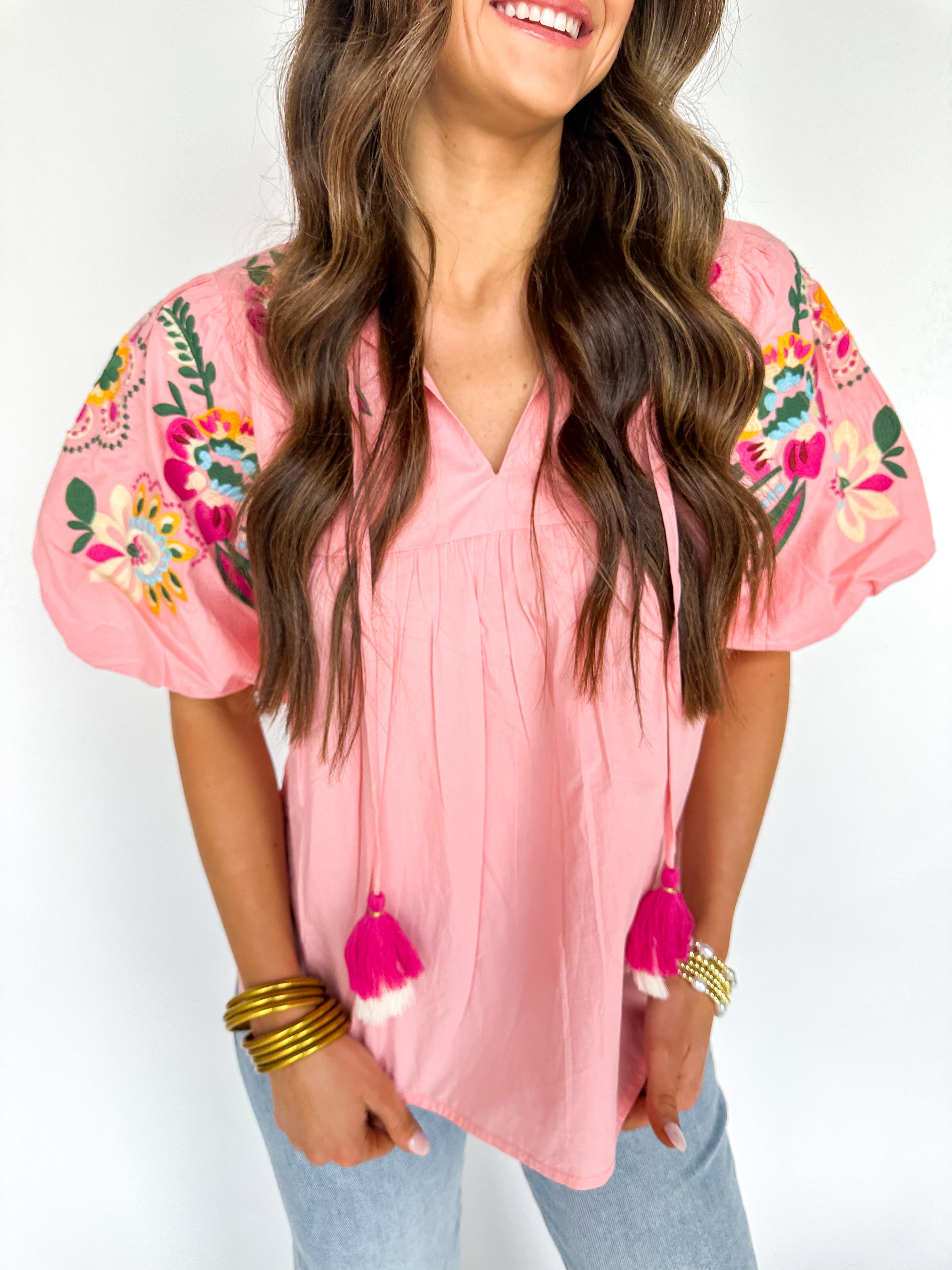 In The Details Embroidered Pink Top