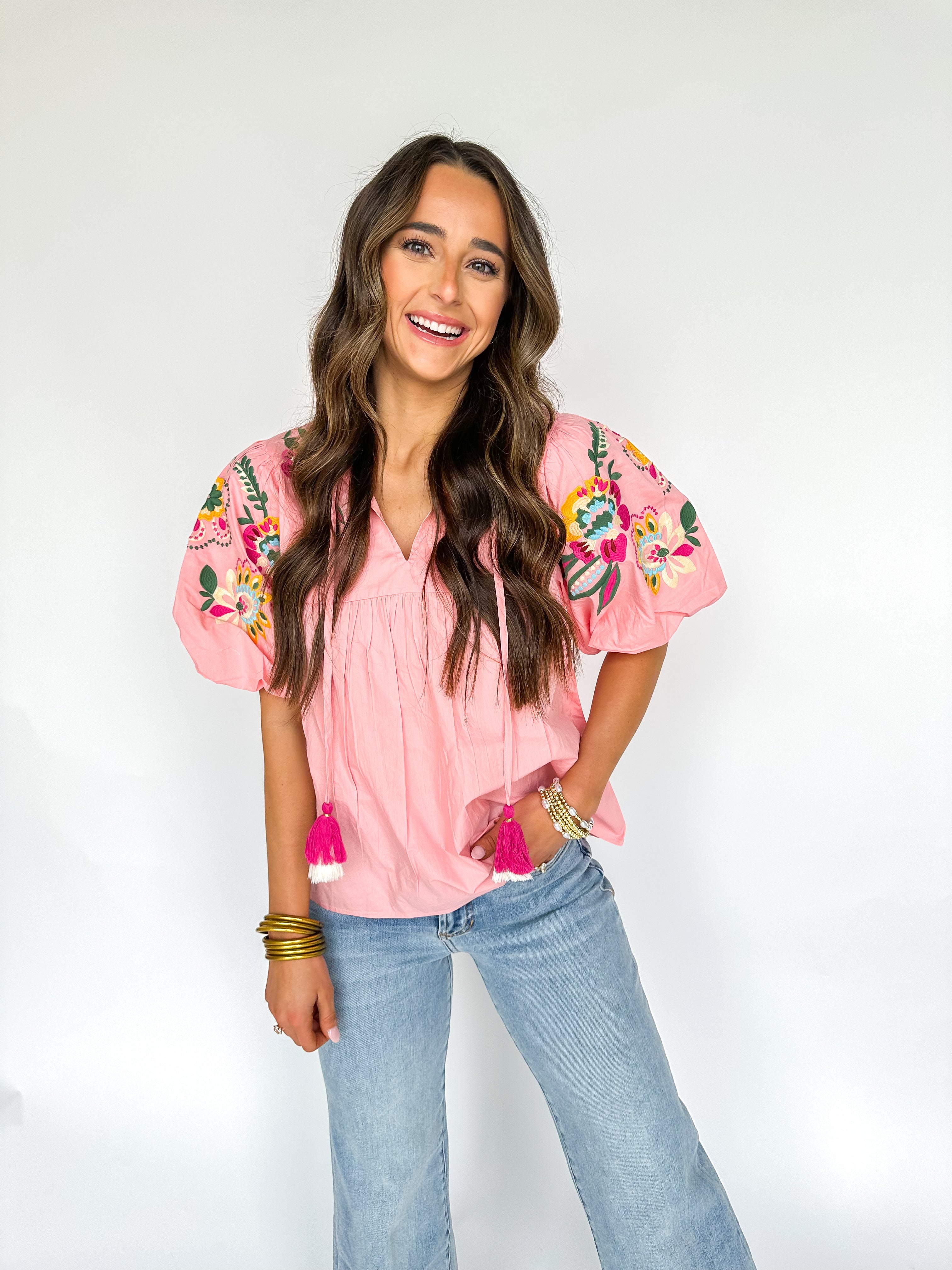 In The Details Embroidered Pink Top