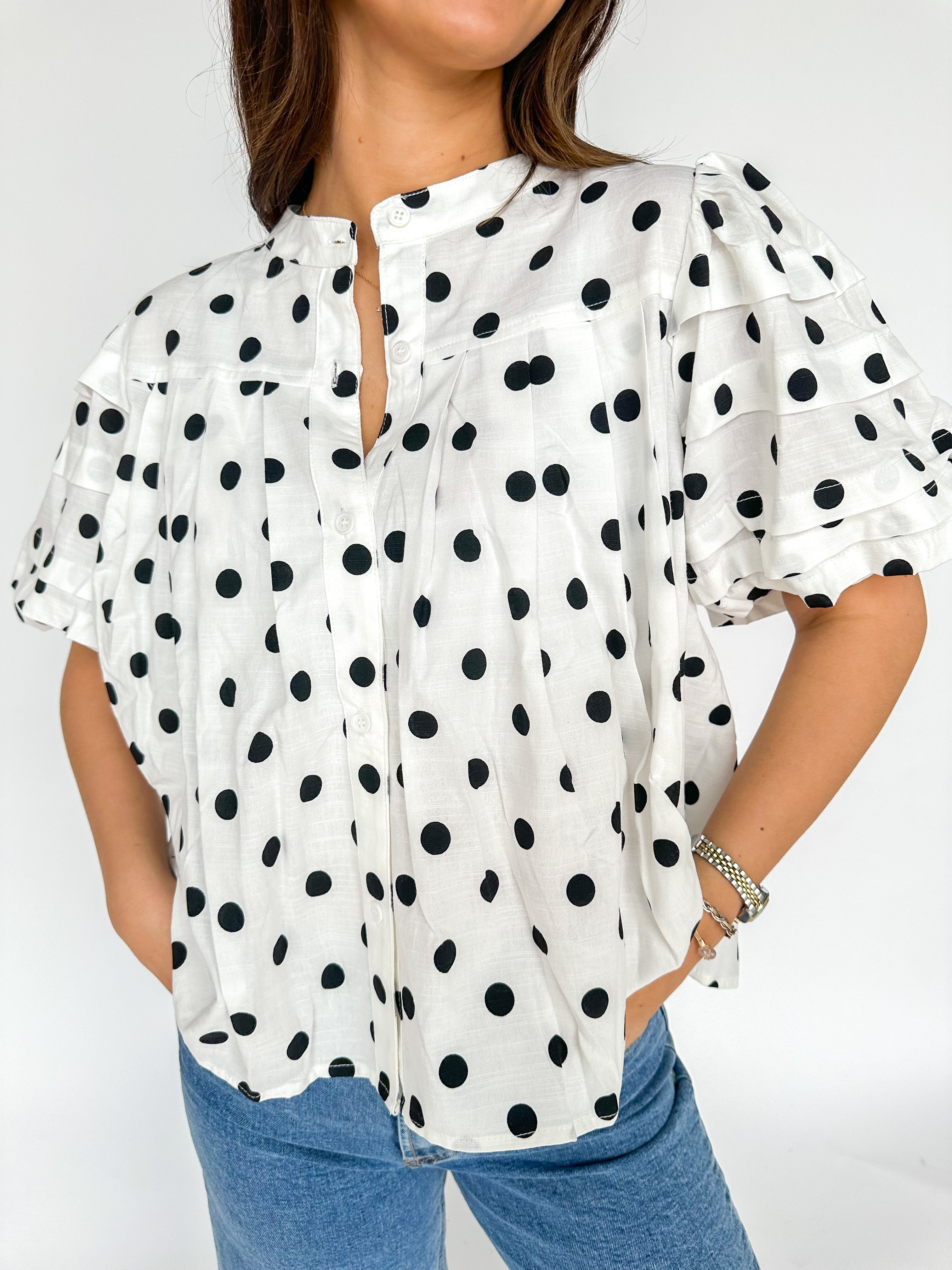 See The Fun Polka Dot Blouse