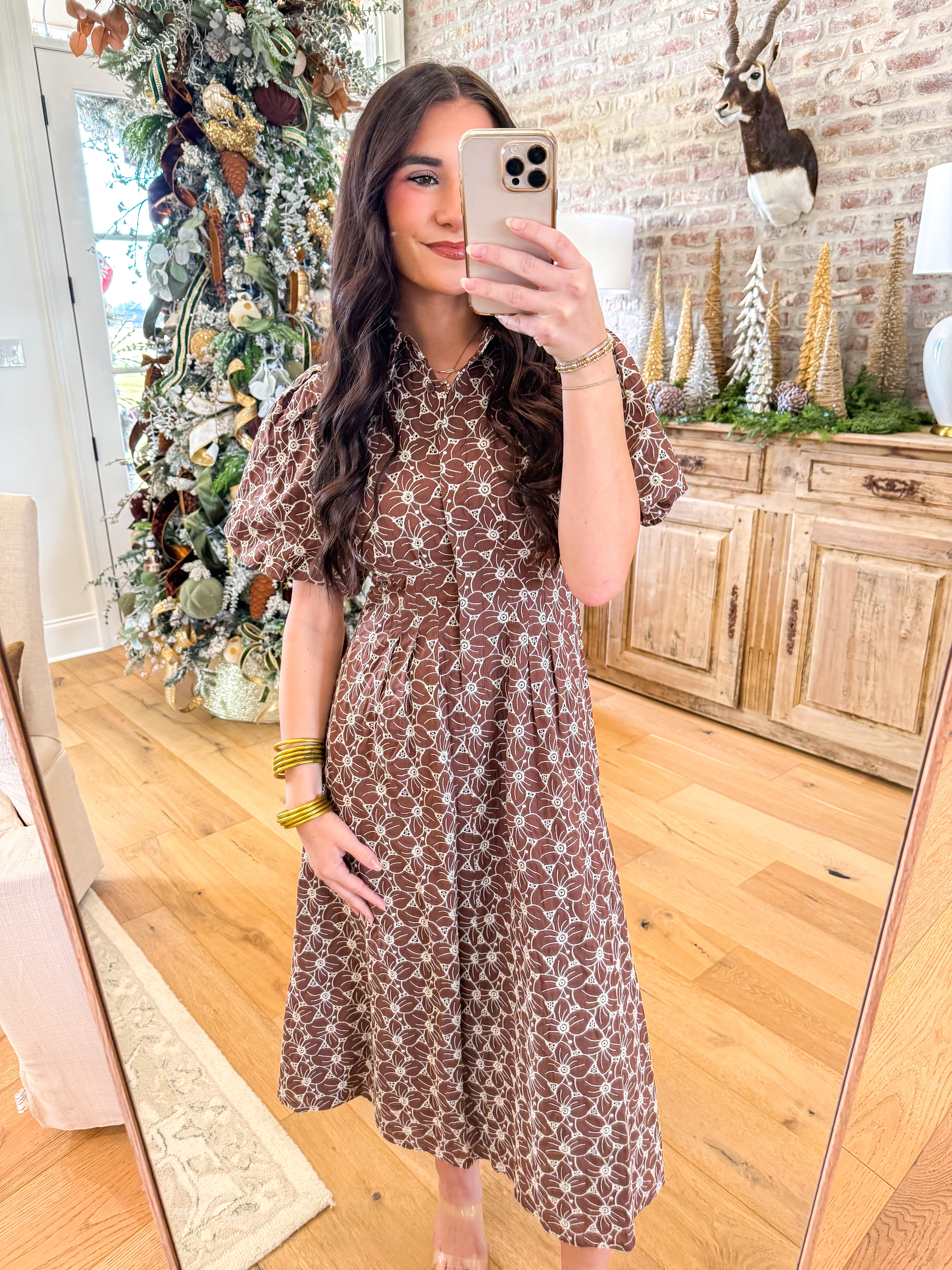 Ellis Eyelet Midi Brown