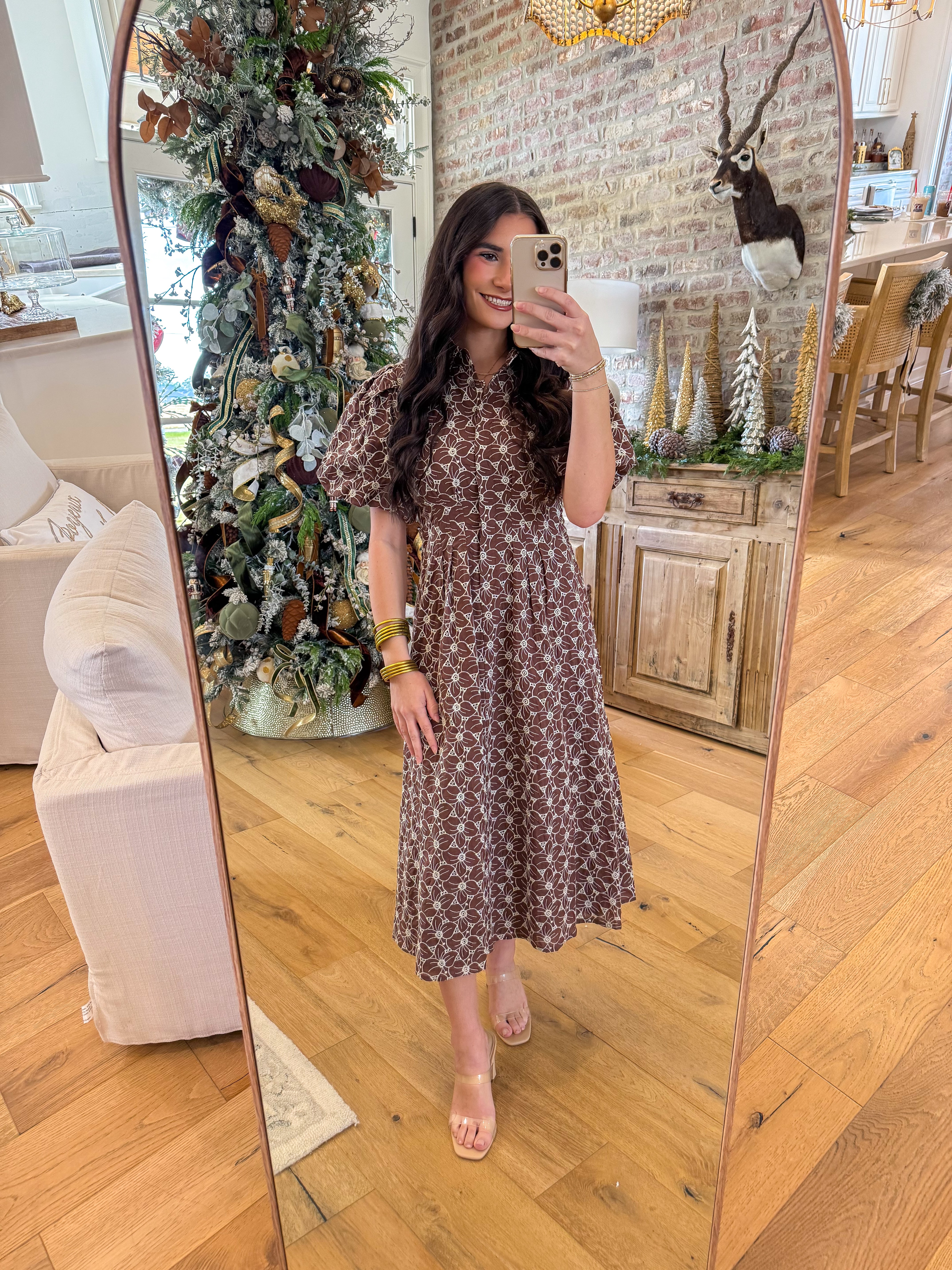 Ellis Eyelet Midi Brown