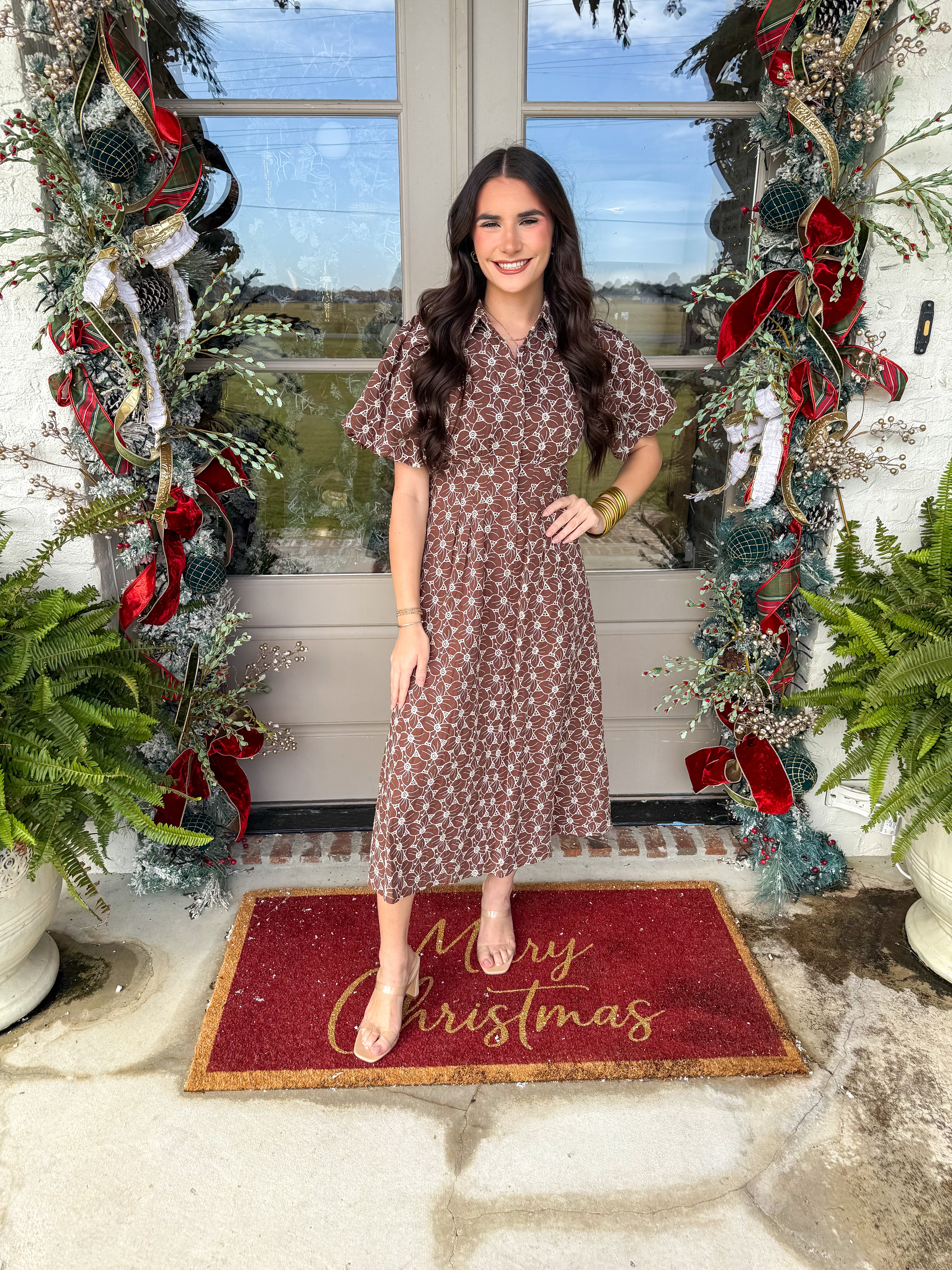 Ellis Eyelet Midi Brown