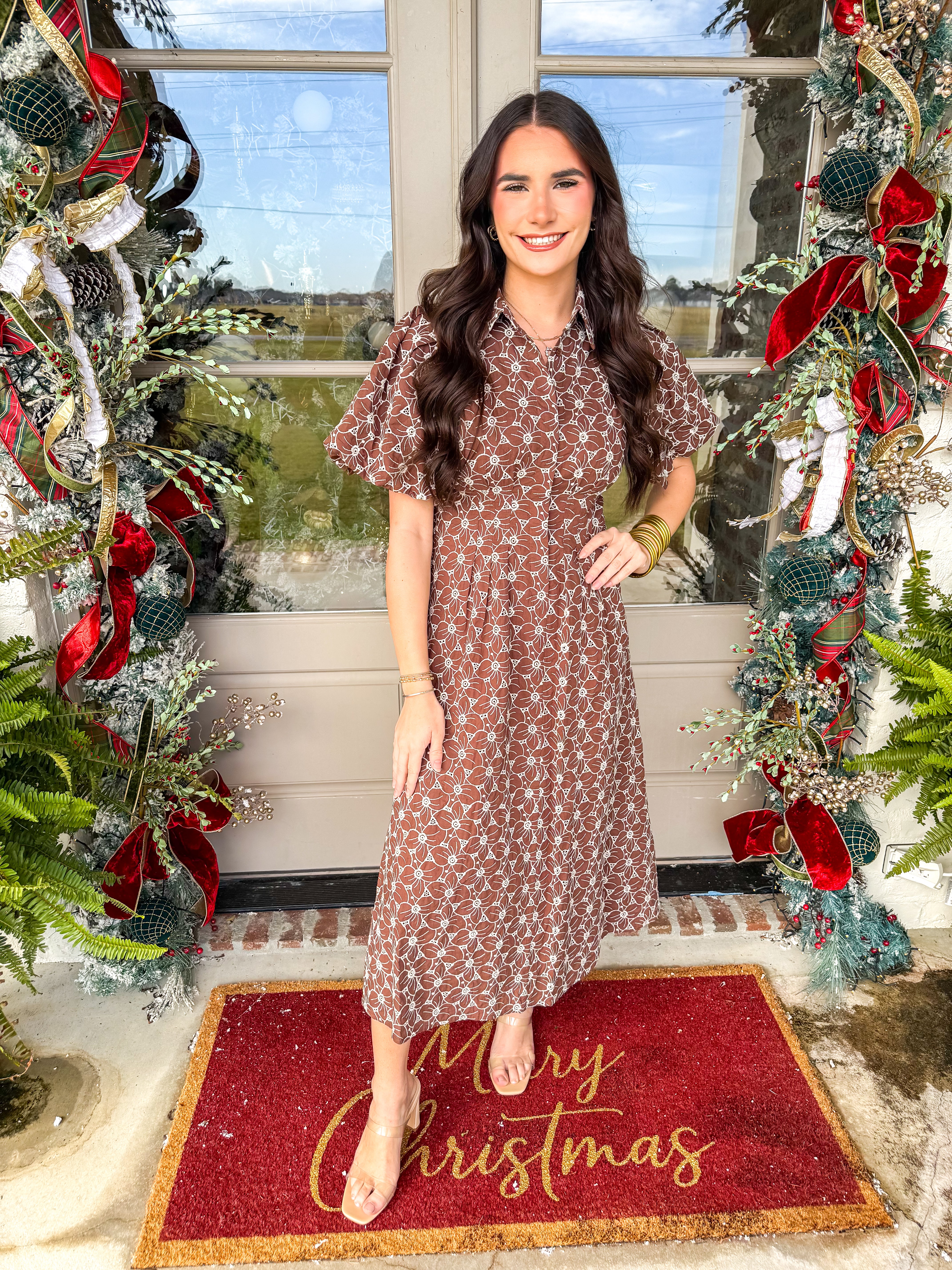 Ellis Eyelet Midi Brown
