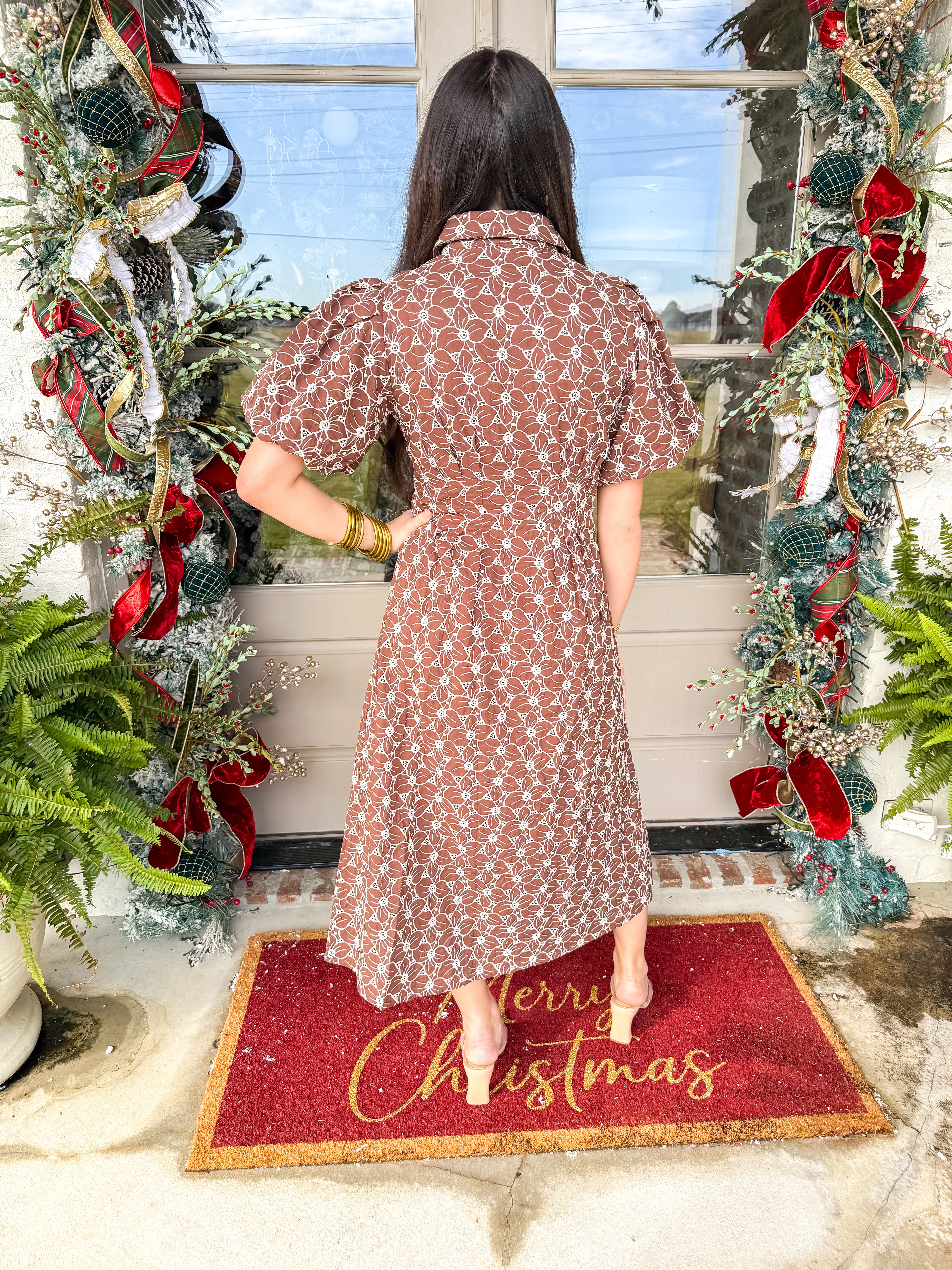 Ellis Eyelet Midi Brown