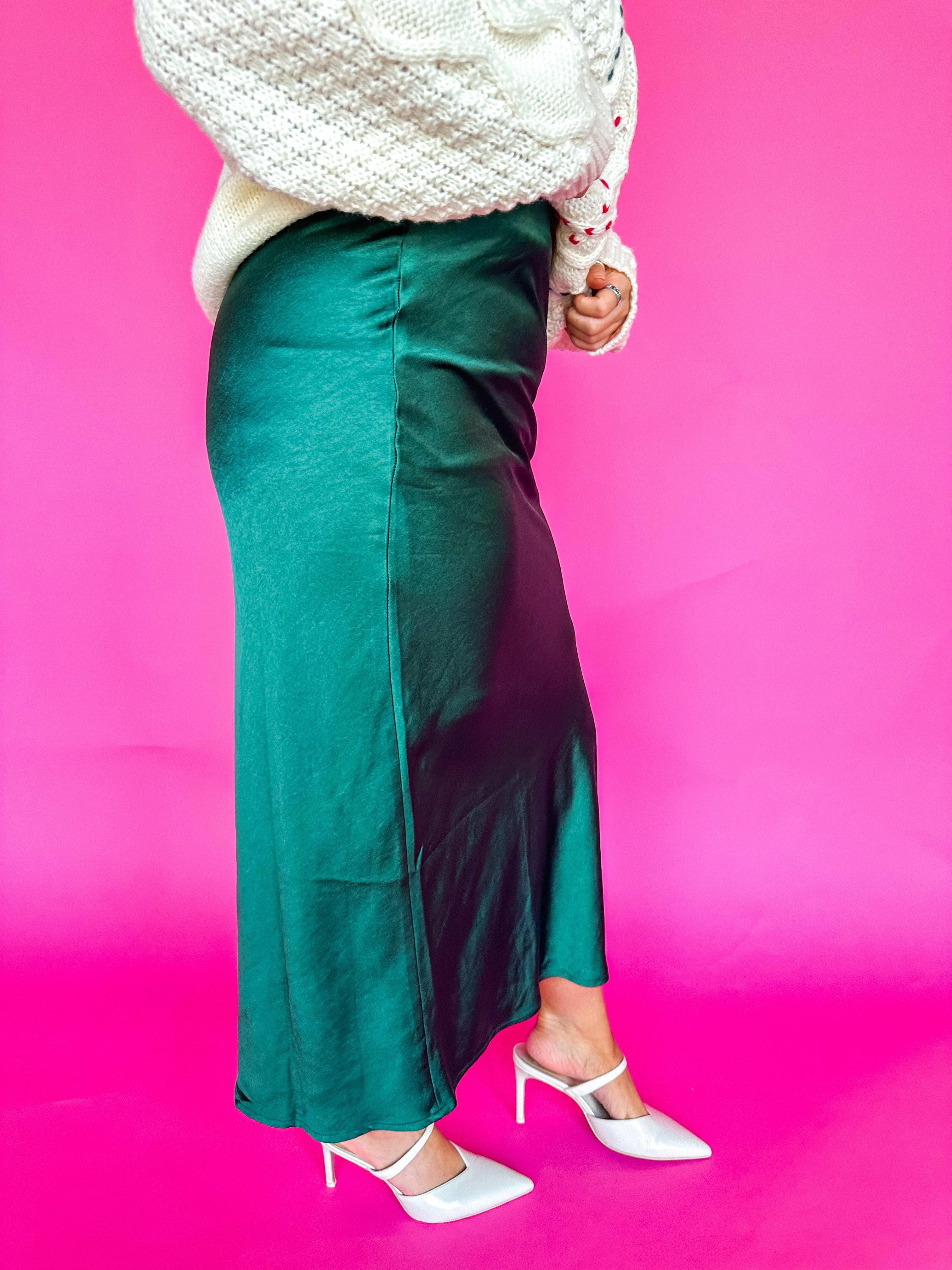 Emerald Satin Skirt