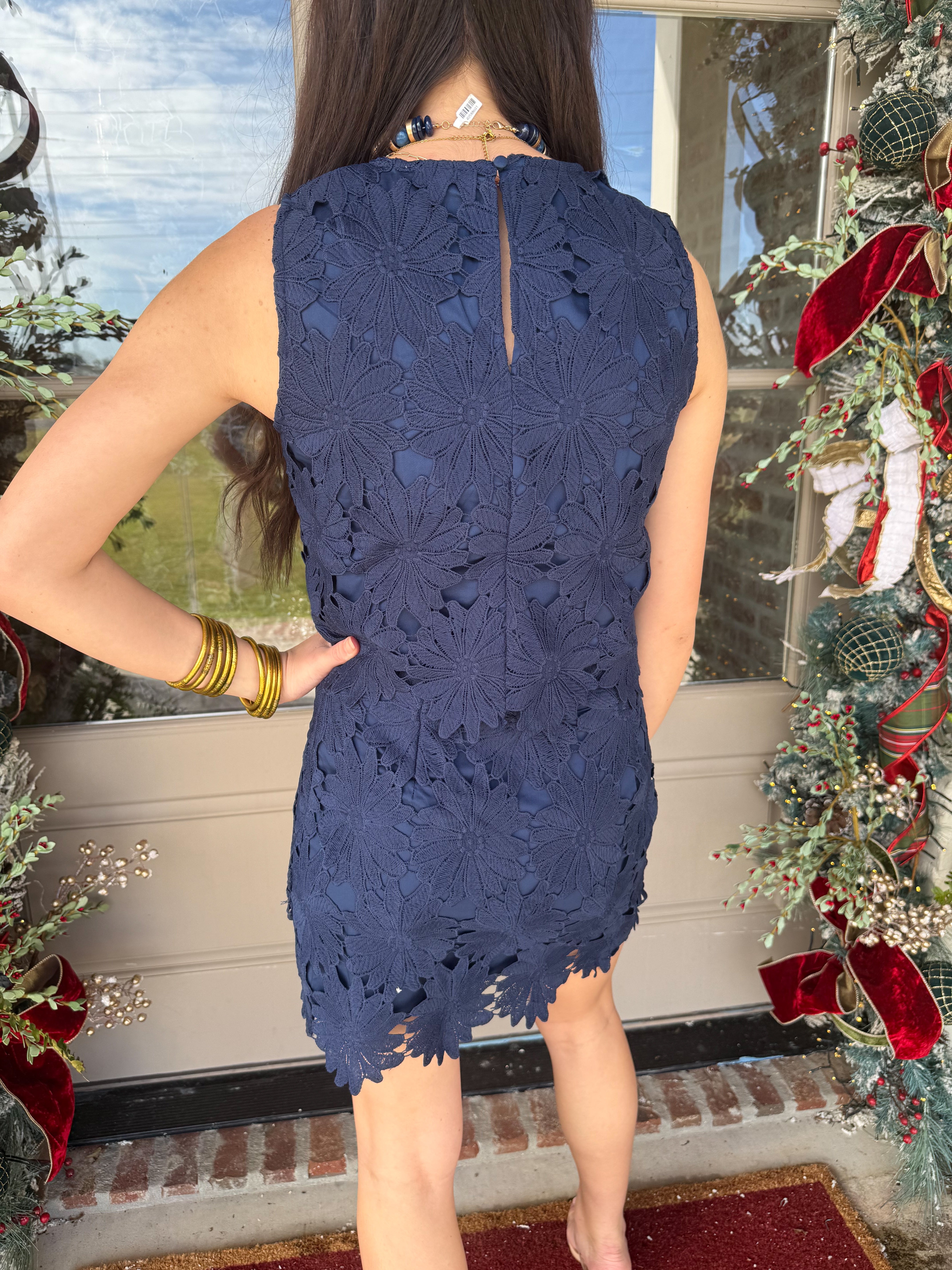 Navy Floral Lace Two-Piece Set